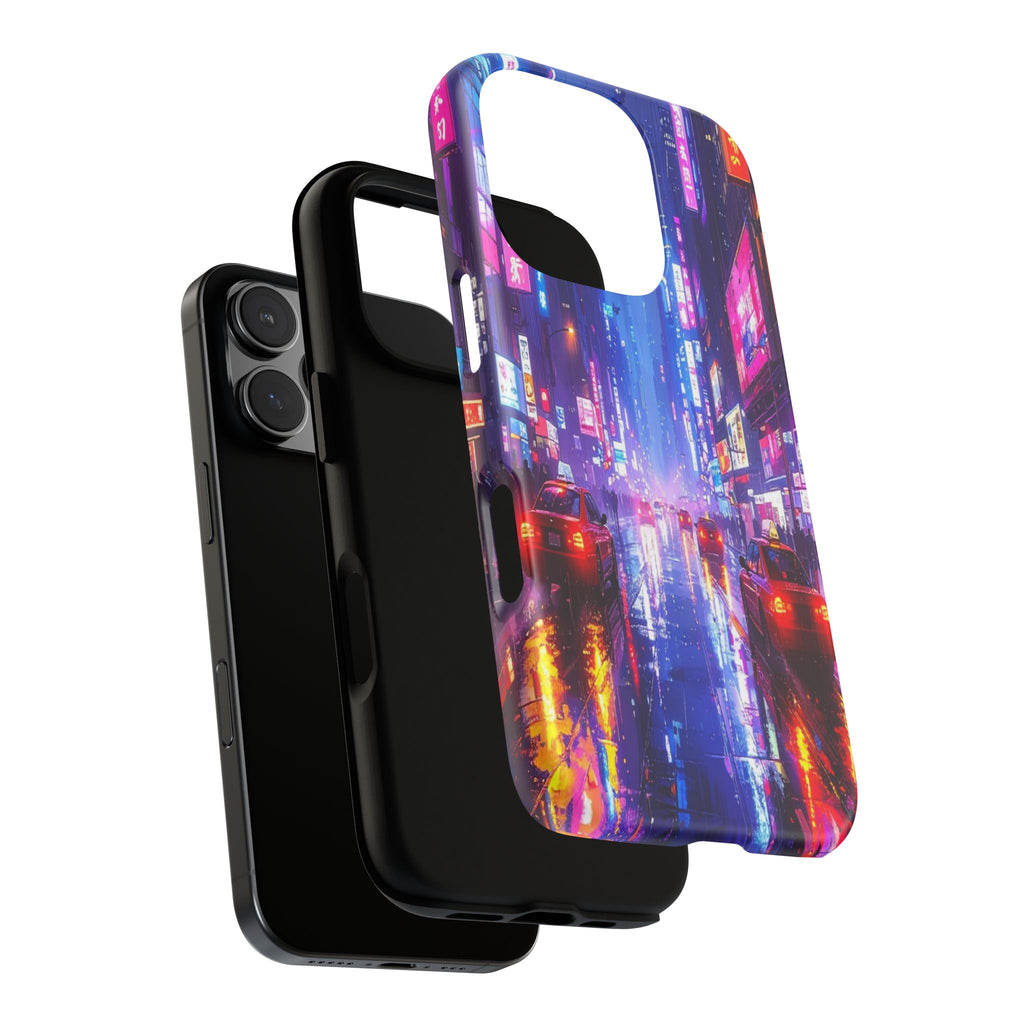 Neon Dystopia: Cyberpunk Metropolis, Urban Night Reflections - L’Art Suprême Phone Case