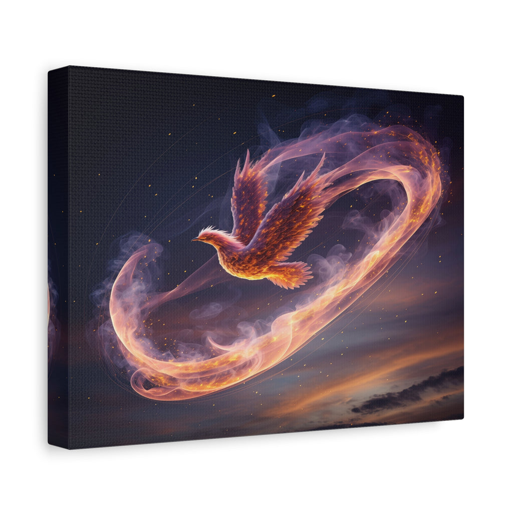Phoenix of Rebirth: Mythical Fire Bird Digital Painting, Fantasy Flame Creature Artwork - L’Art Suprême Canvas