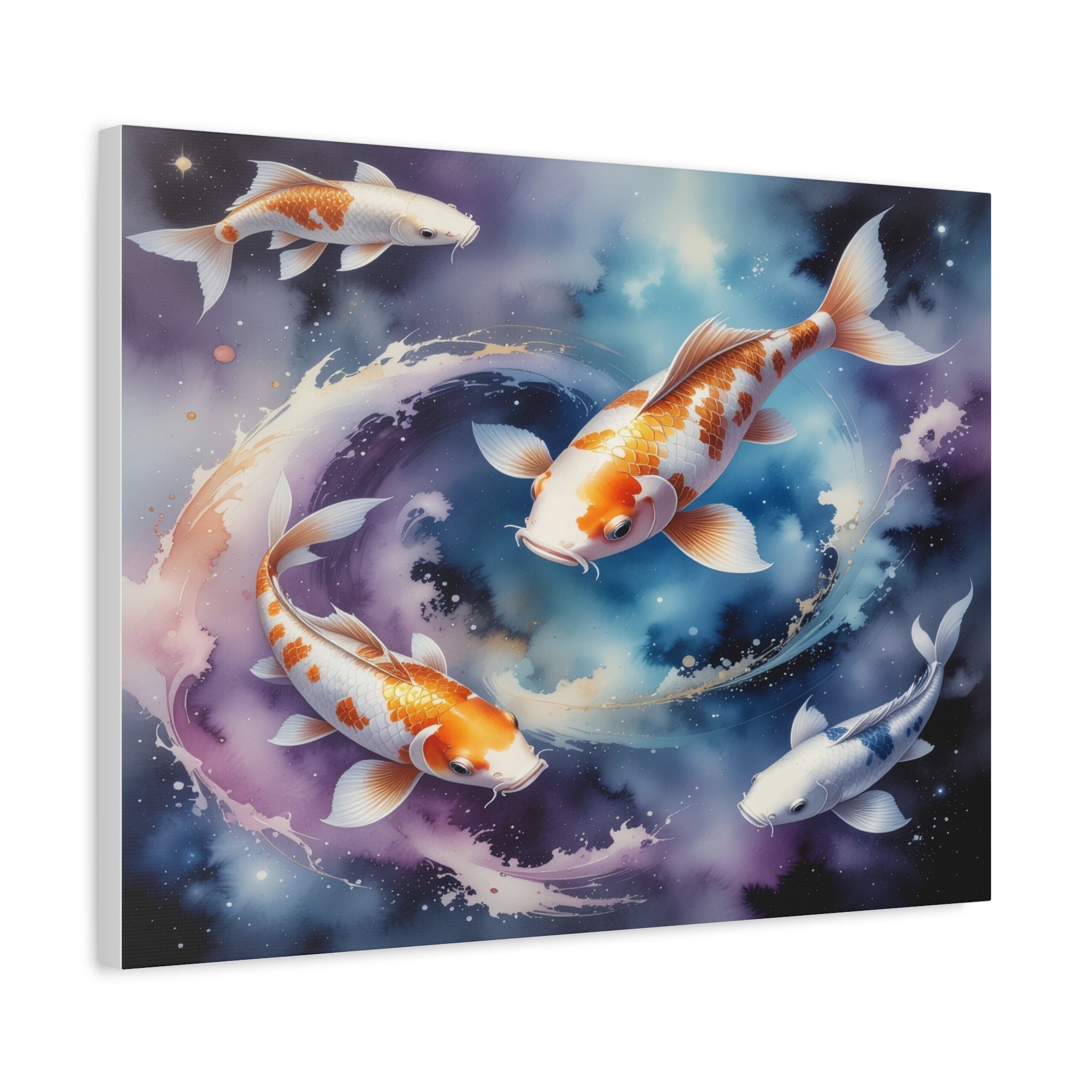 Cosmic Koi Symphony: Ethereal Underwater Space Journey, Digital Watercolor Fantasy - L’Art Suprême Canvas