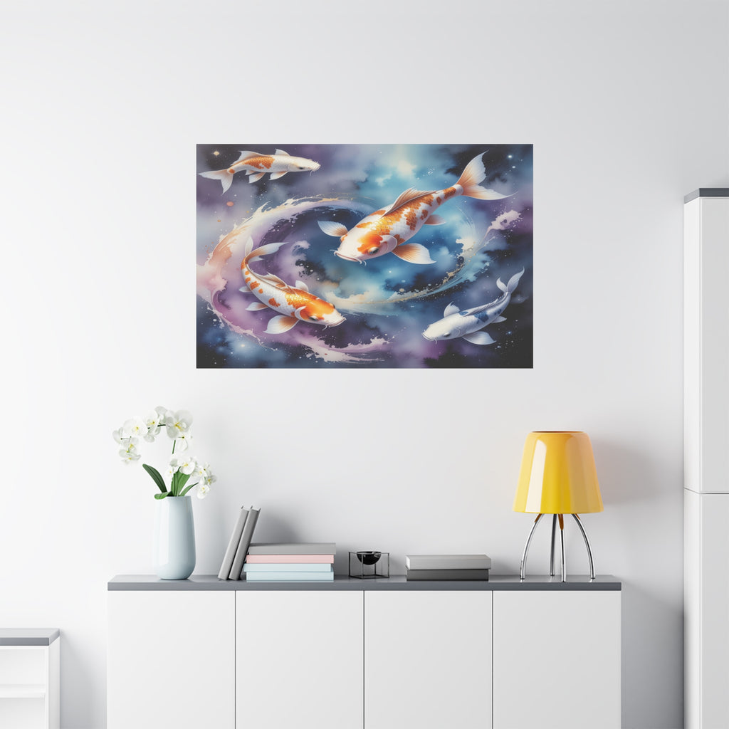 Cosmic Koi Symphony: Ethereal Underwater Space Journey, Digital Watercolor Fantasy - L’Art Suprême Canvas