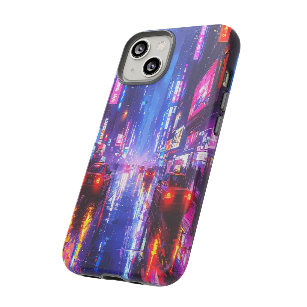 Neon Dystopia: Cyberpunk Metropolis, Urban Night Reflections - L’Art Suprême Phone Case