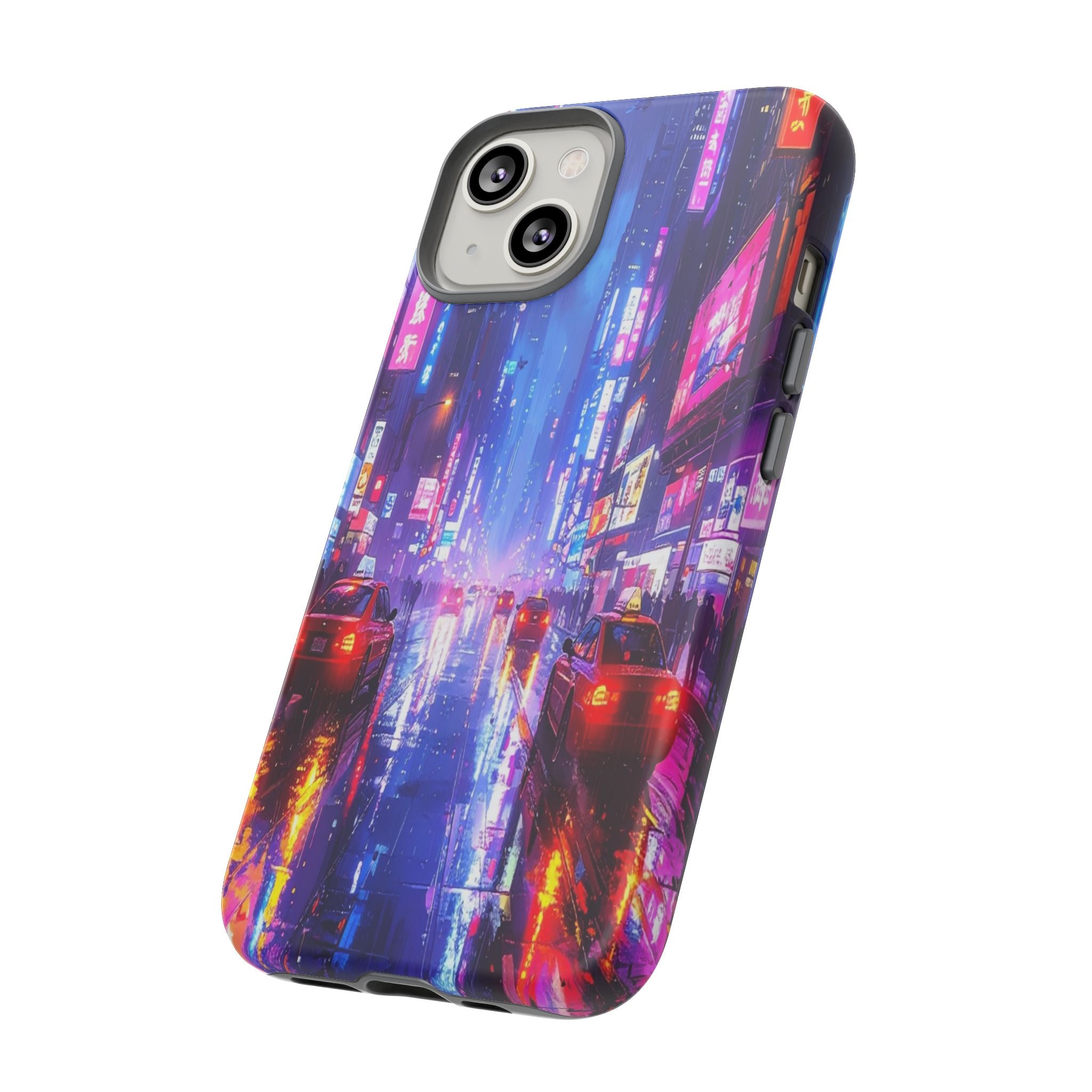 Neon Dystopia: Cyberpunk Metropolis, Urban Night Reflections - L’Art Suprême Phone Case