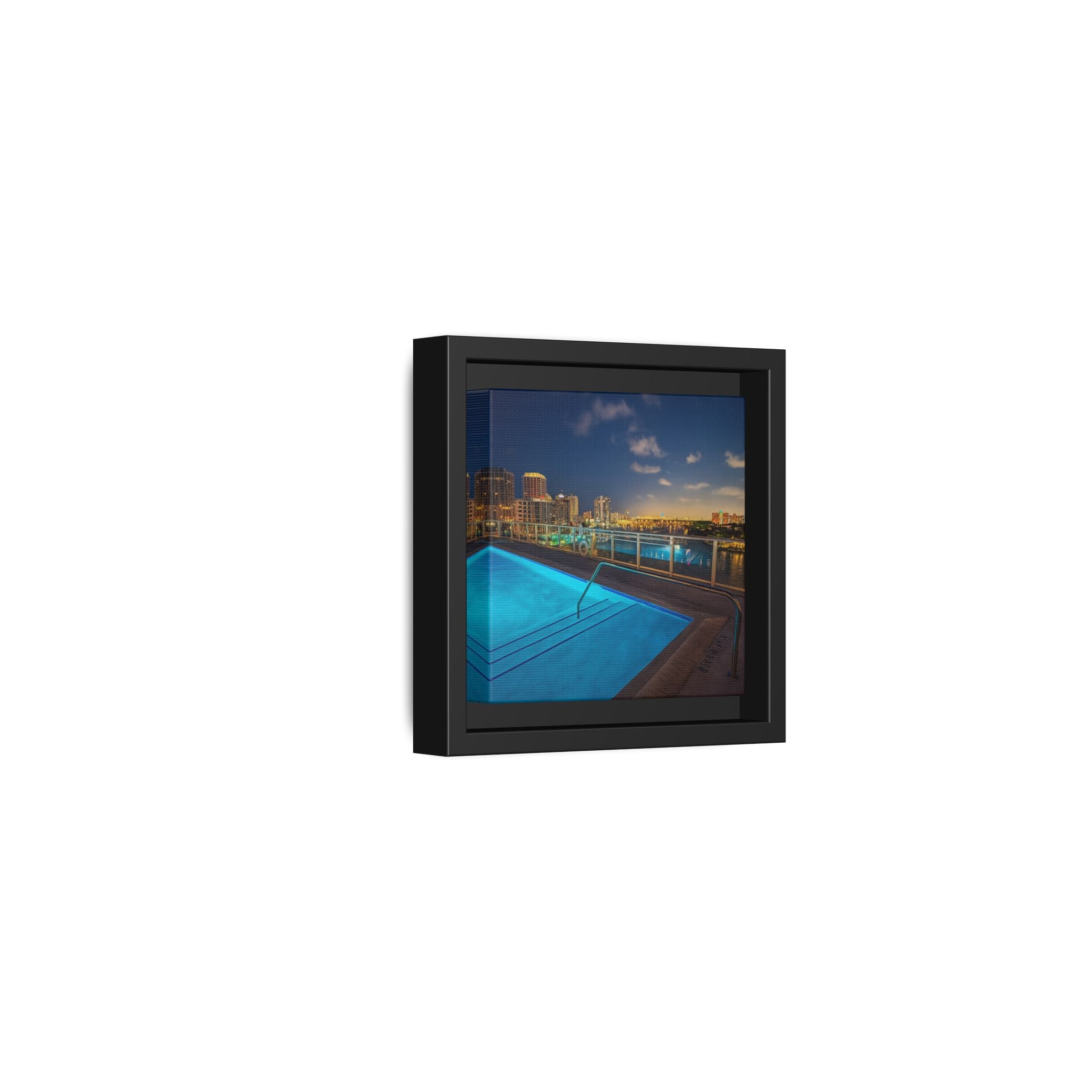"Skyline Reflections" – Framed Canvas Print