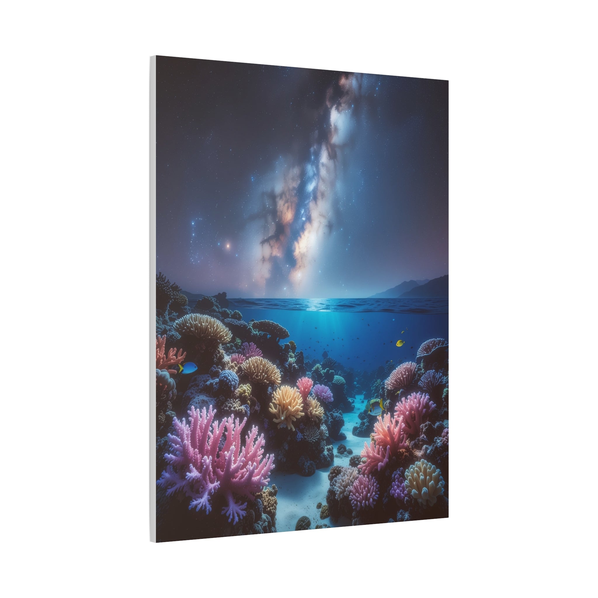 Cosmic Reef Harmony: Underwater Seascape Panorama, Milky Way Marine Dreamscape - L’Art Suprême Canvas