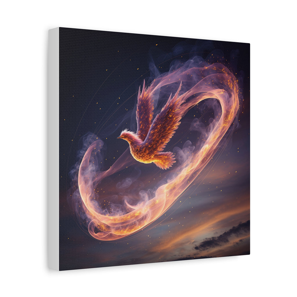 Phoenix of Rebirth: Mythical Fire Bird Digital Painting, Fantasy Flame Creature Artwork - L’Art Suprême Canvas