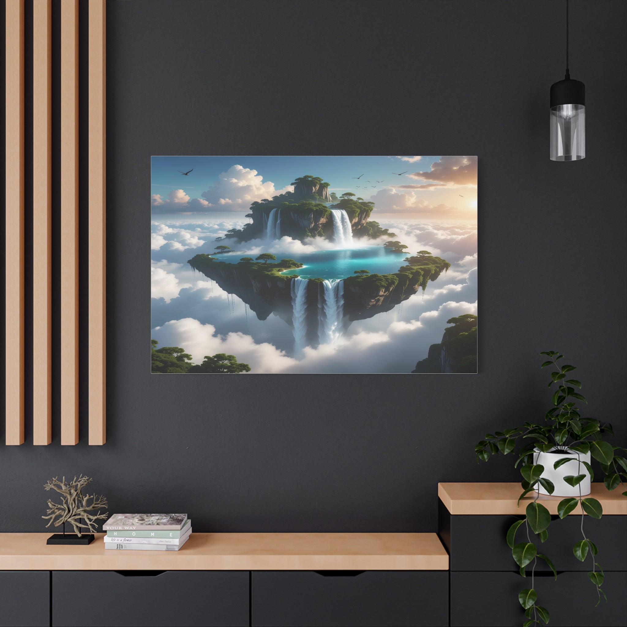 Celestial Archipelago: Floating Worlds of Mist and Stone, Digital Fantasy Landscape - L’Art Suprême Canvas