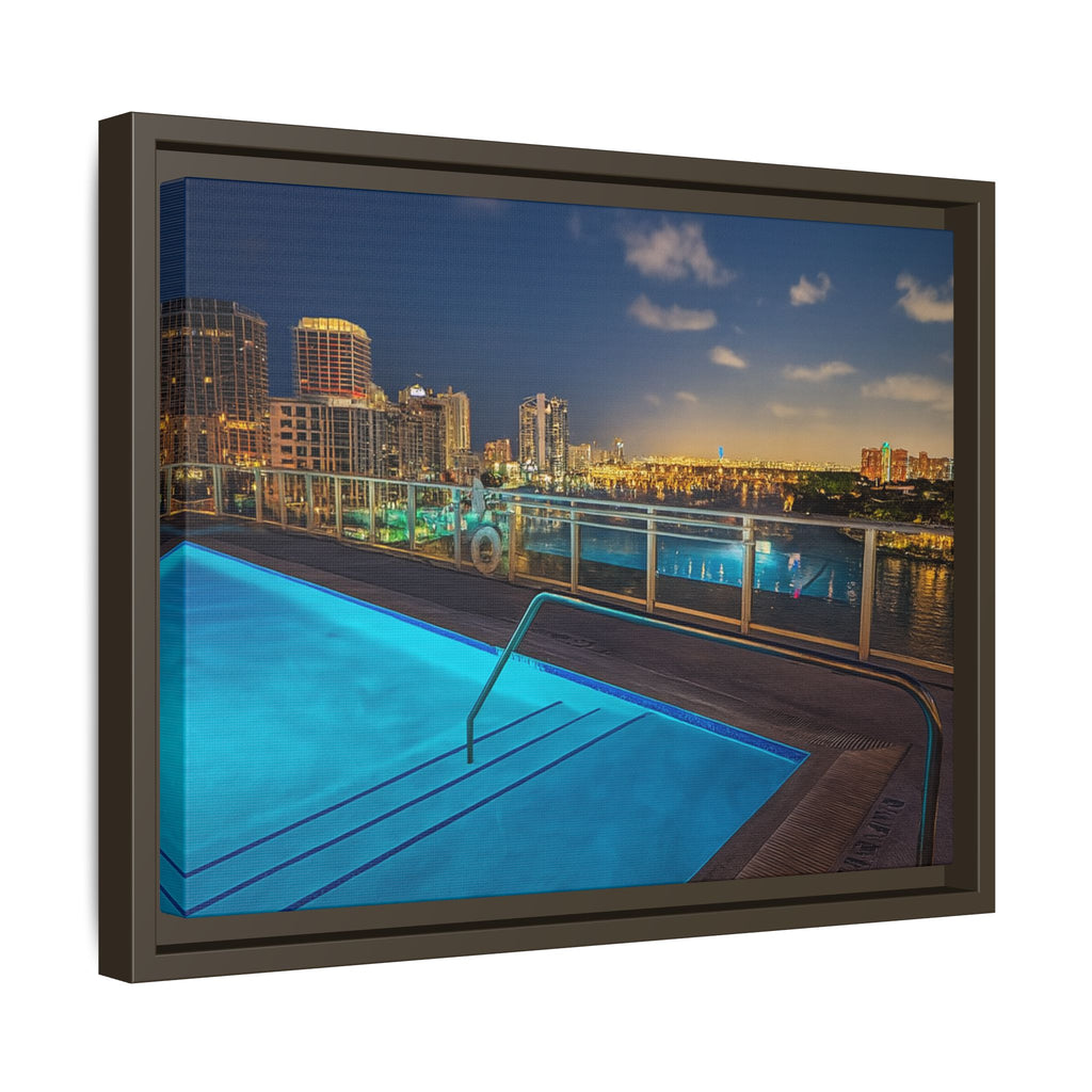 "Skyline Reflections" – Framed Canvas Print