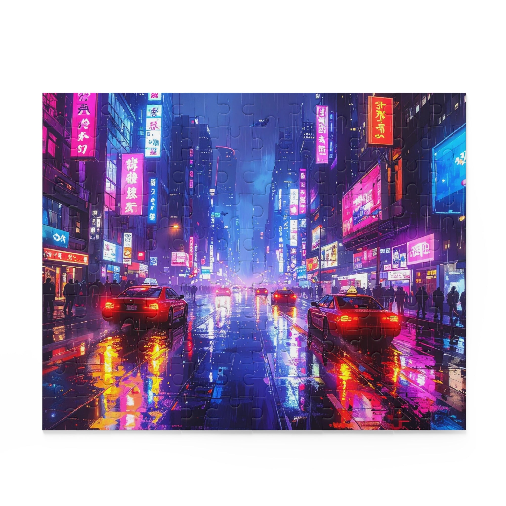 Neon Nocturne: Cyberpunk Cityscape, Digital Urban Dreamscape -  L'Art Puzzle