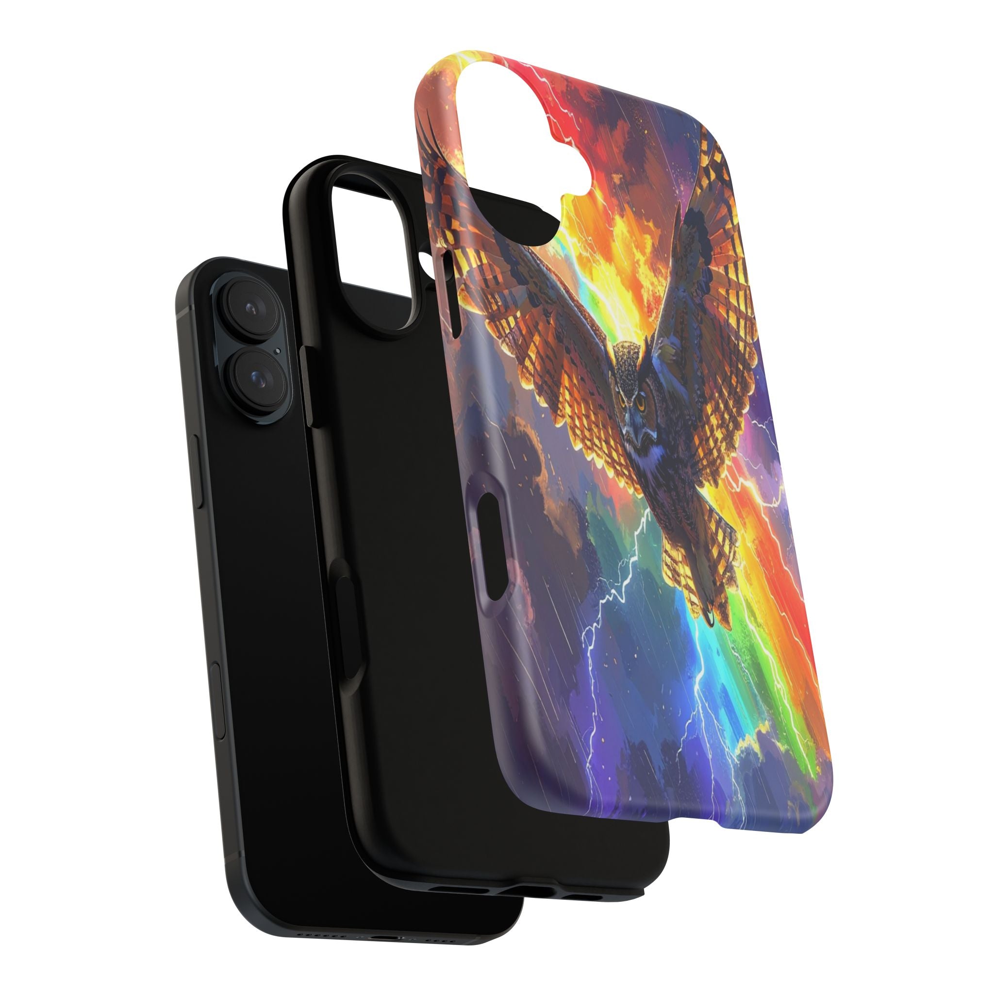Thunderwing: Ethereal Owl in Electric Storm, Digital Fantasy Artwork - L’Art Suprême Phone Case