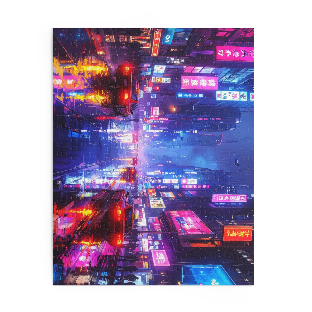 Neon Nocturne: Cyberpunk Cityscape, Digital Urban Dreamscape -  L'Art Puzzle