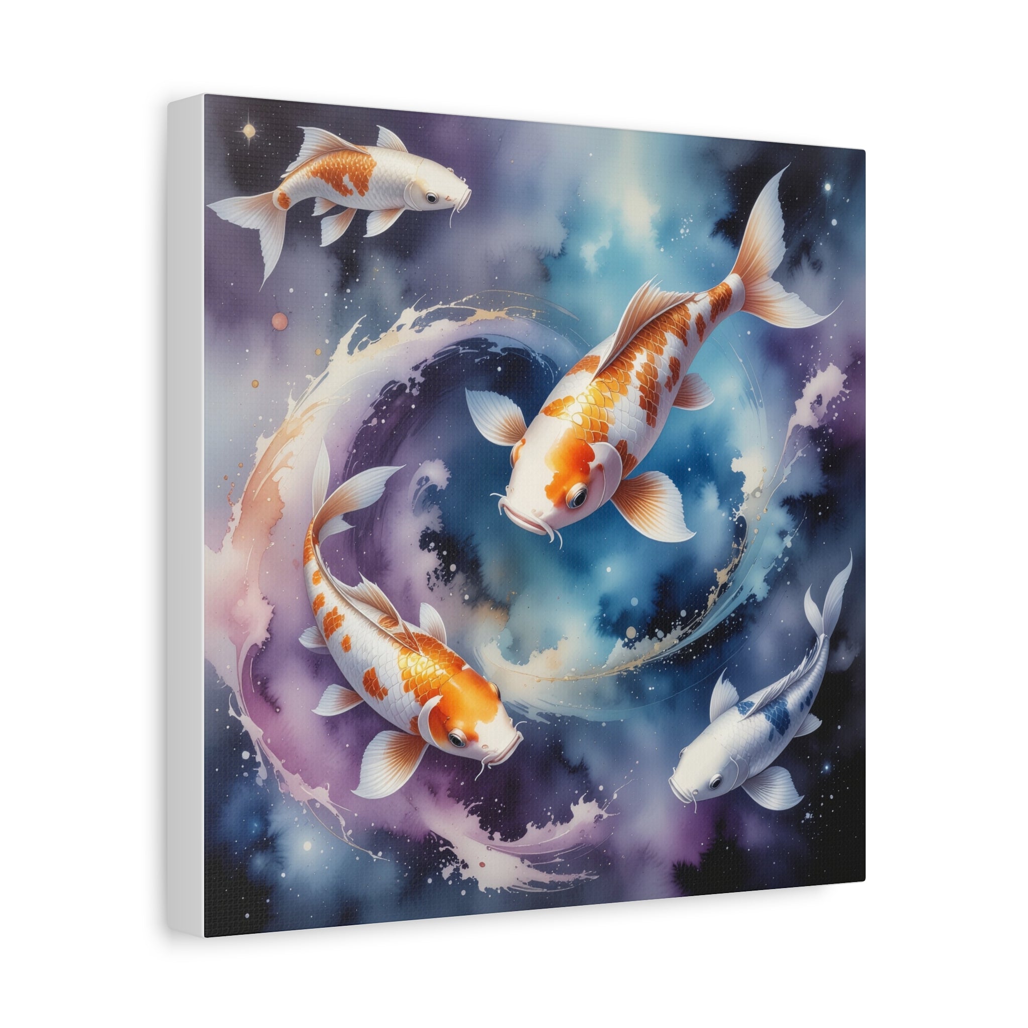 Cosmic Koi Symphony: Ethereal Underwater Space Journey, Digital Watercolor Fantasy - L’Art Suprême Canvas