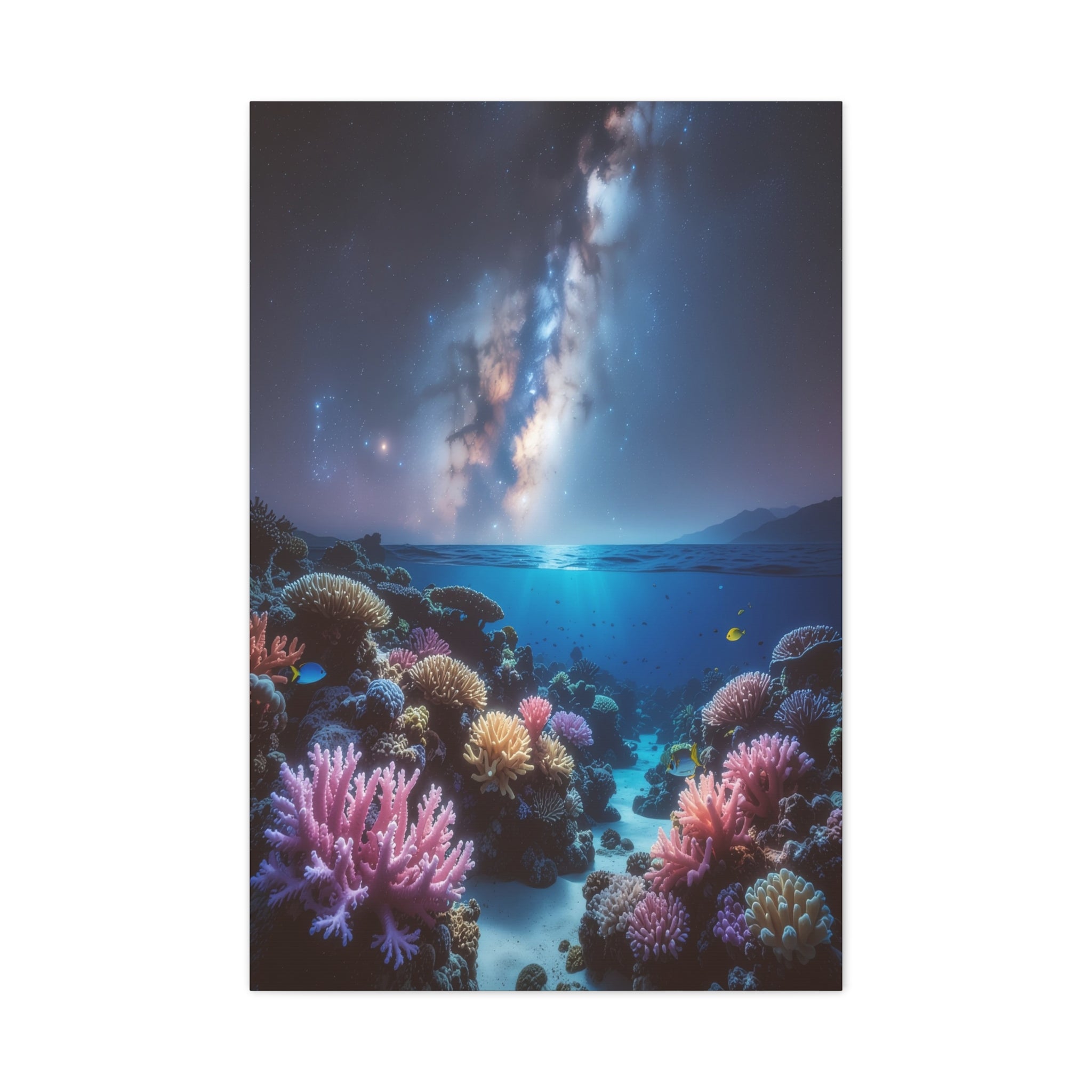Cosmic Reef Harmony: Underwater Seascape Panorama, Milky Way Marine Dreamscape - L’Art Suprême Canvas