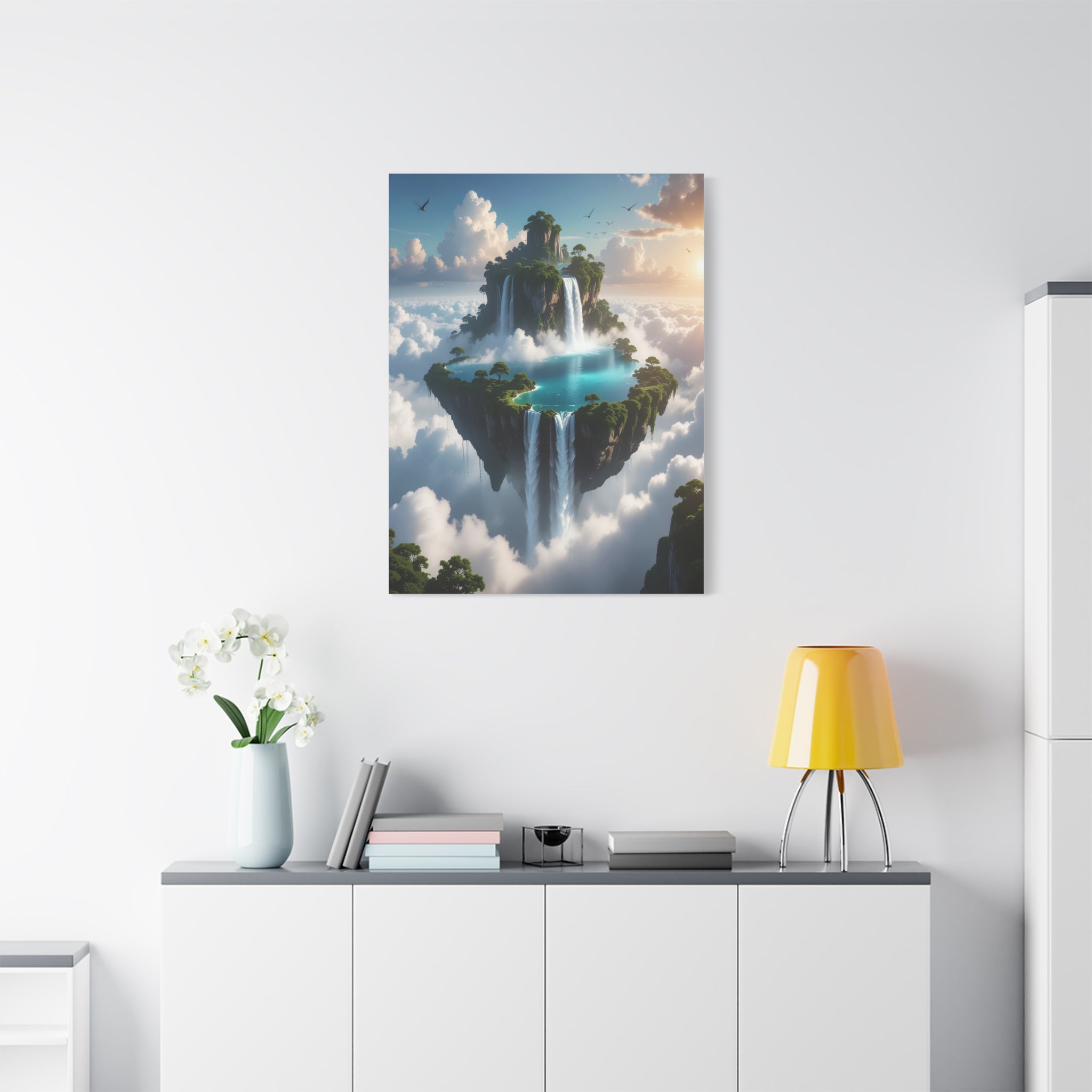 Celestial Archipelago: Floating Worlds of Mist and Stone, Digital Fantasy Landscape - L’Art Suprême Canvas