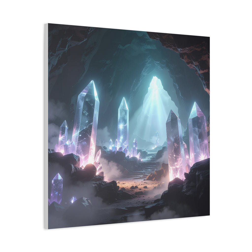 Crystal Reverie: Luminous Cavern Dreamscape, Ethereal Digital Fantasy Art - L’Art Suprême Canvas