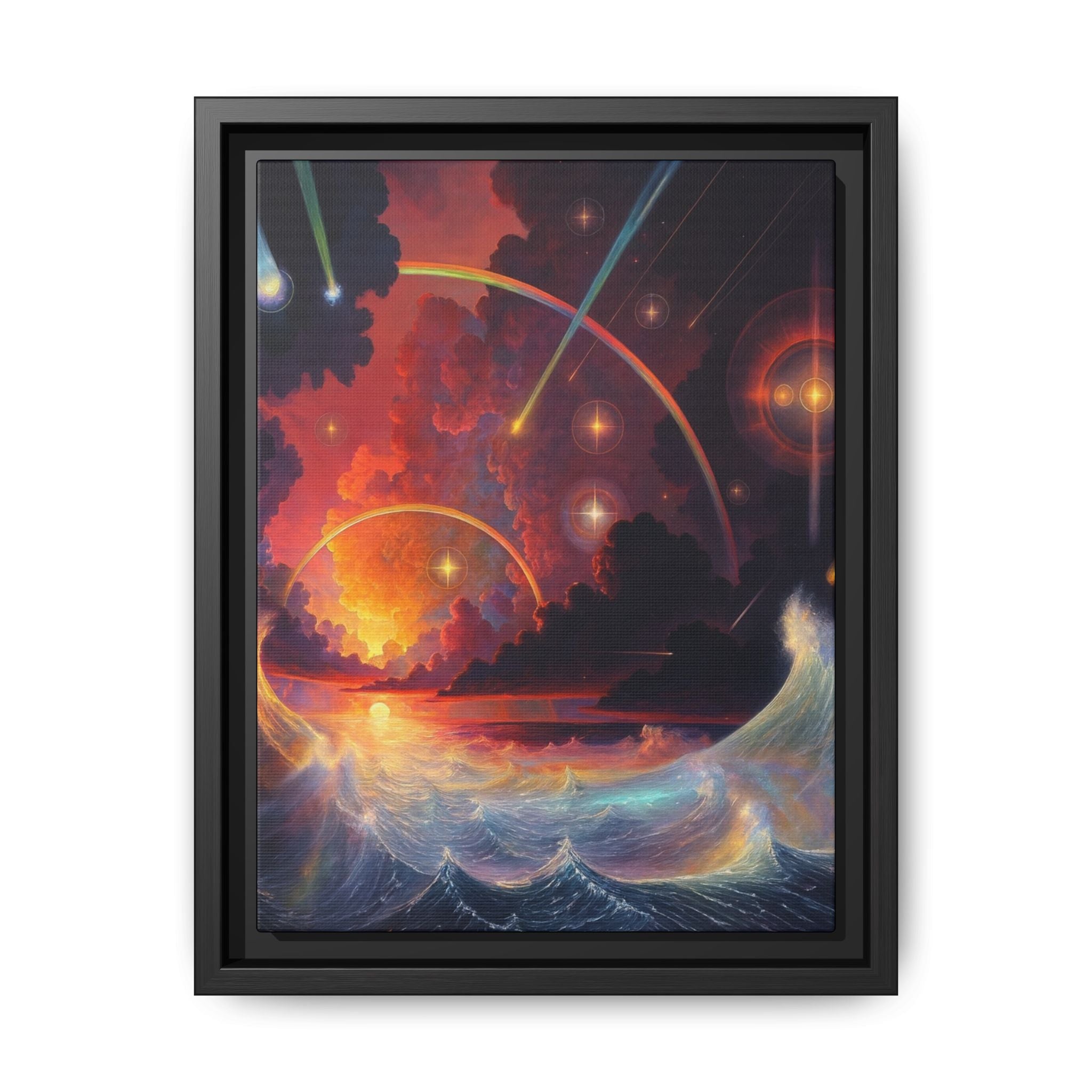 "Celestial Tides" – Framed Canvas Print