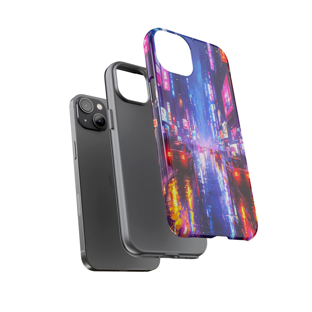 Neon Dystopia: Cyberpunk Metropolis, Urban Night Reflections - L’Art Suprême Phone Case