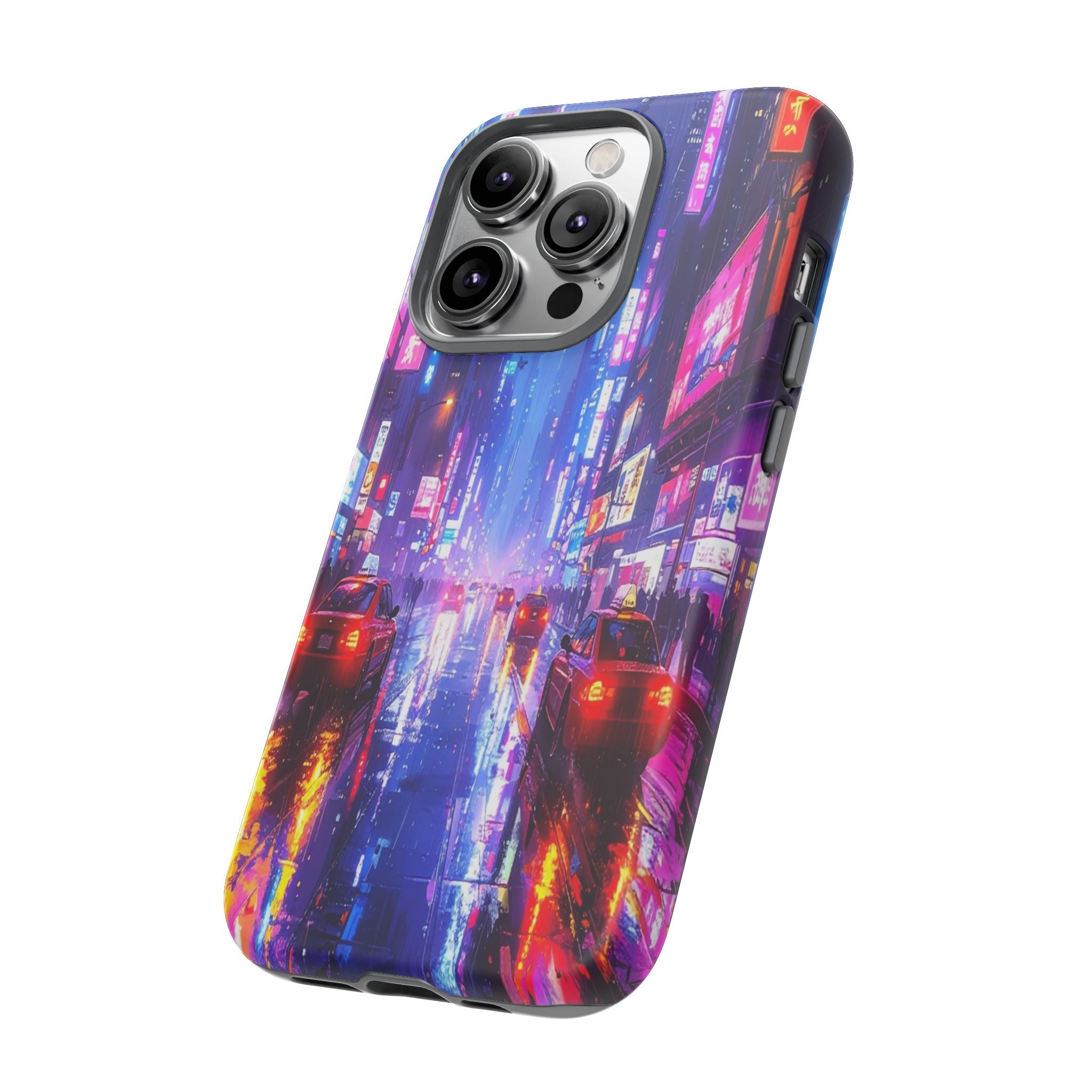 Neon Dystopia: Cyberpunk Metropolis, Urban Night Reflections - L’Art Suprême Phone Case