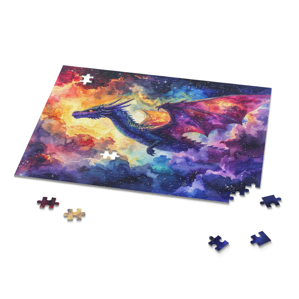 Celestial Dragon Dance: Cosmic Watercolor Fantasy, Nebular Realm Exploration -  L'Art Puzzle