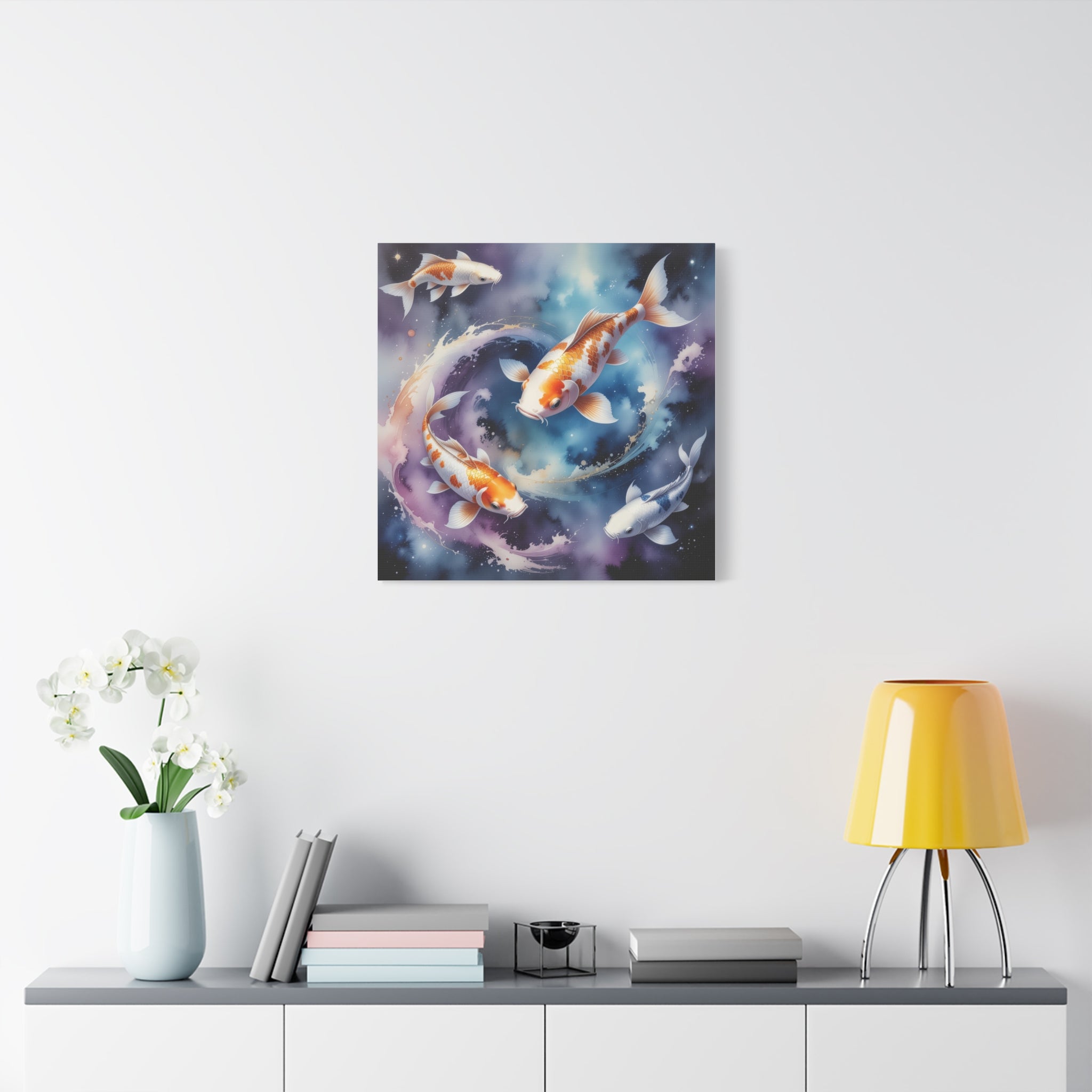 Cosmic Koi Symphony: Ethereal Underwater Space Journey, Digital Watercolor Fantasy - L’Art Suprême Canvas