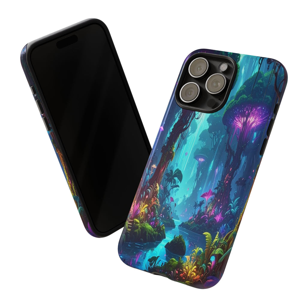 Bioluminescent Dreamscape: Ethereal Forest Fantasy, Digital Luminescence Illustration - L’Art Suprême Phone Case