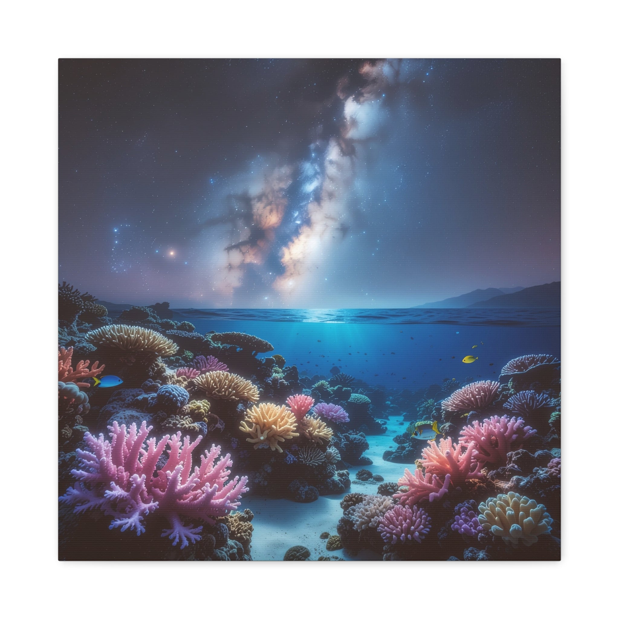 Cosmic Reef Harmony: Underwater Seascape Panorama, Milky Way Marine Dreamscape - L’Art Suprême Canvas