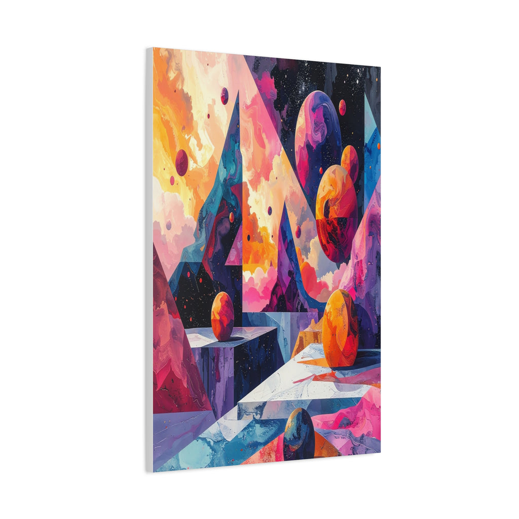 Cosmic Geometry: Dimensional Kaleidoscope, Digital Abstract Landscape - L’Art Suprême Canvas