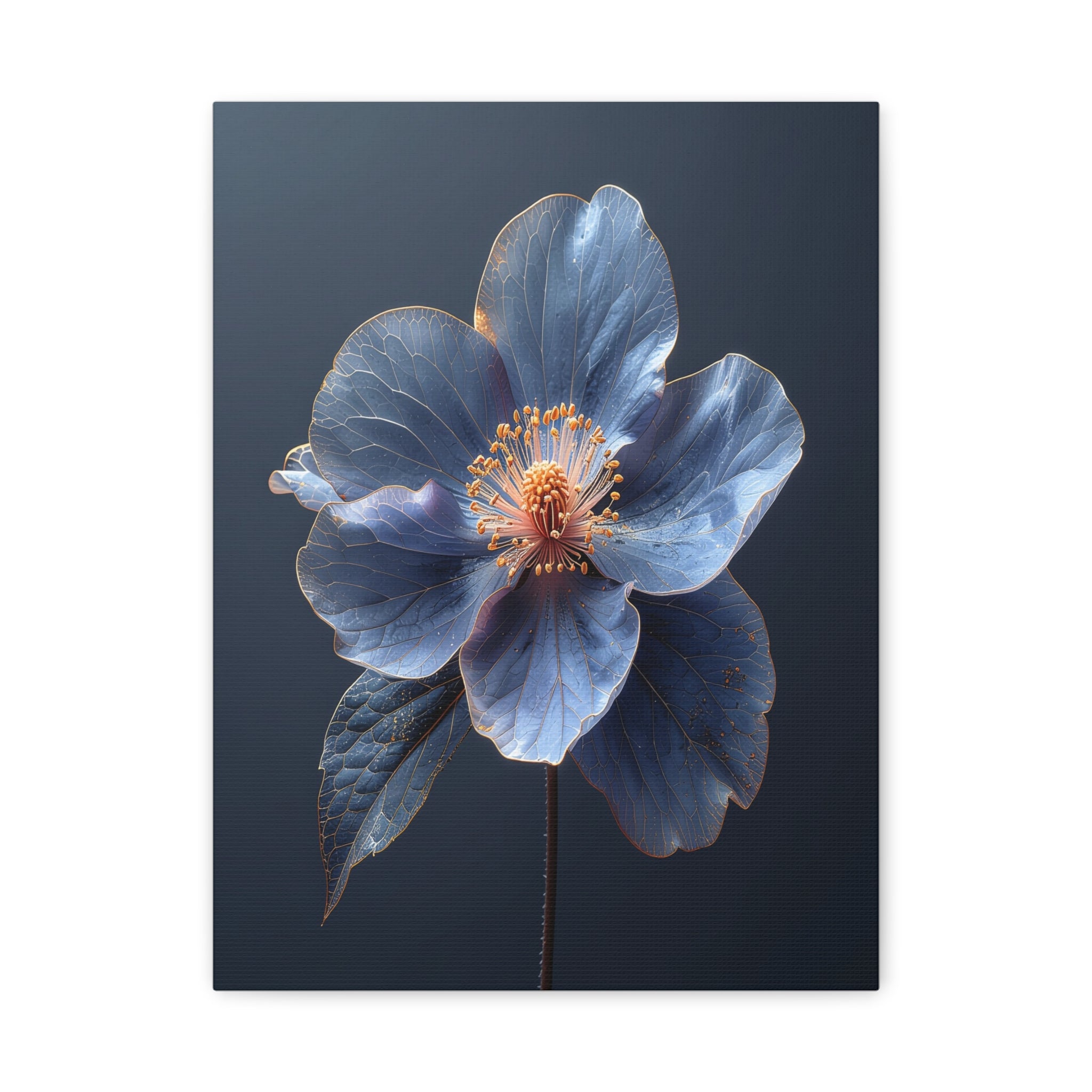 Ethereal Blue: Macro Botanical Photography, Delicate Floral Veins - L’Art Suprême Canvas