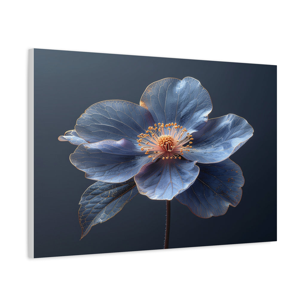 Ethereal Blue: Macro Botanical Photography, Delicate Floral Veins - L’Art Suprême Canvas