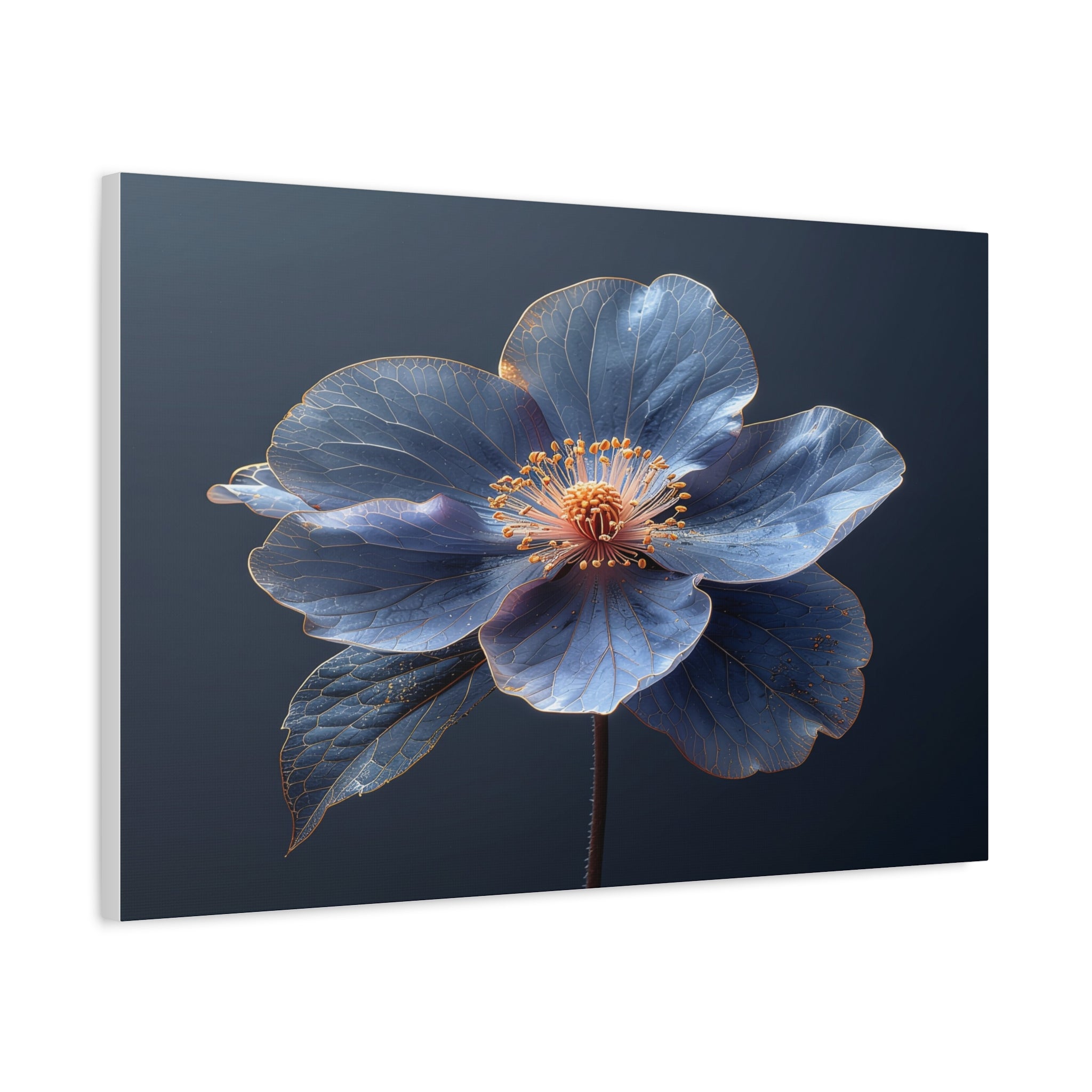 Ethereal Blue: Macro Botanical Photography, Delicate Floral Veins - L’Art Suprême Canvas