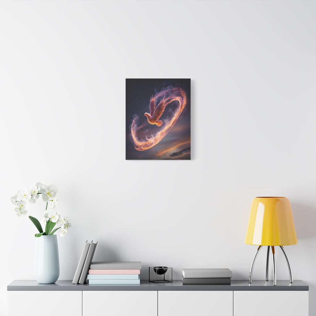 Phoenix of Rebirth: Mythical Fire Bird Digital Painting, Fantasy Flame Creature Artwork - L’Art Suprême Canvas