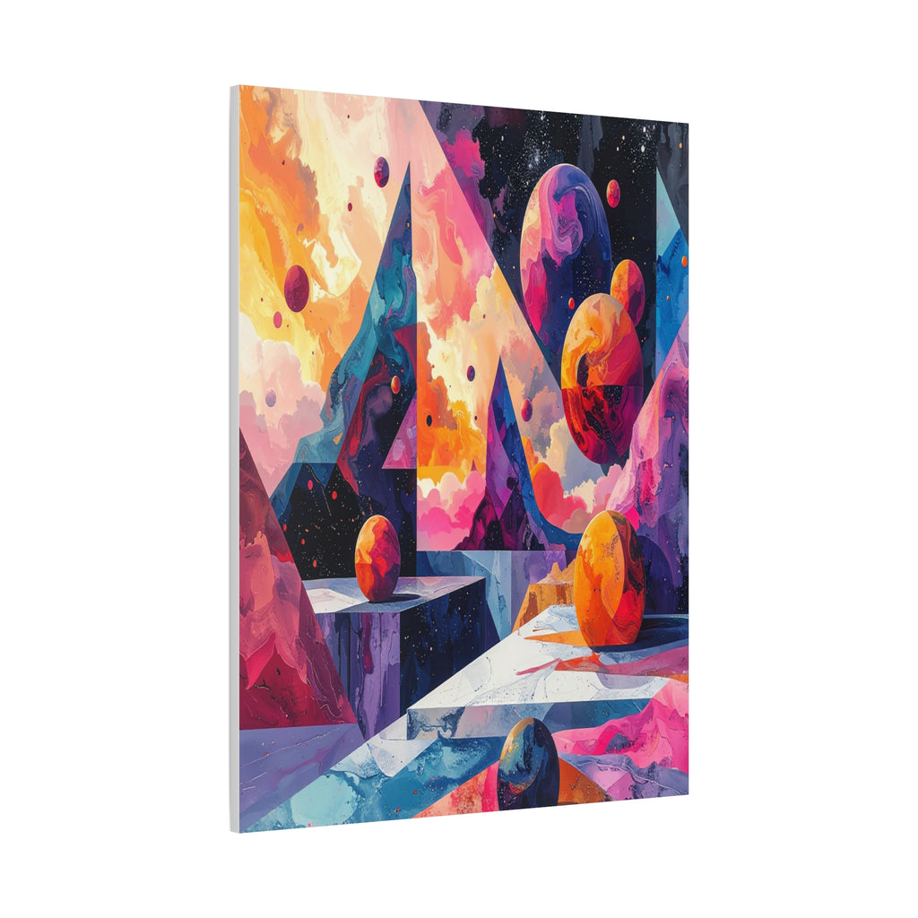 Cosmic Geometry: Dimensional Kaleidoscope, Digital Abstract Landscape - L’Art Suprême Canvas