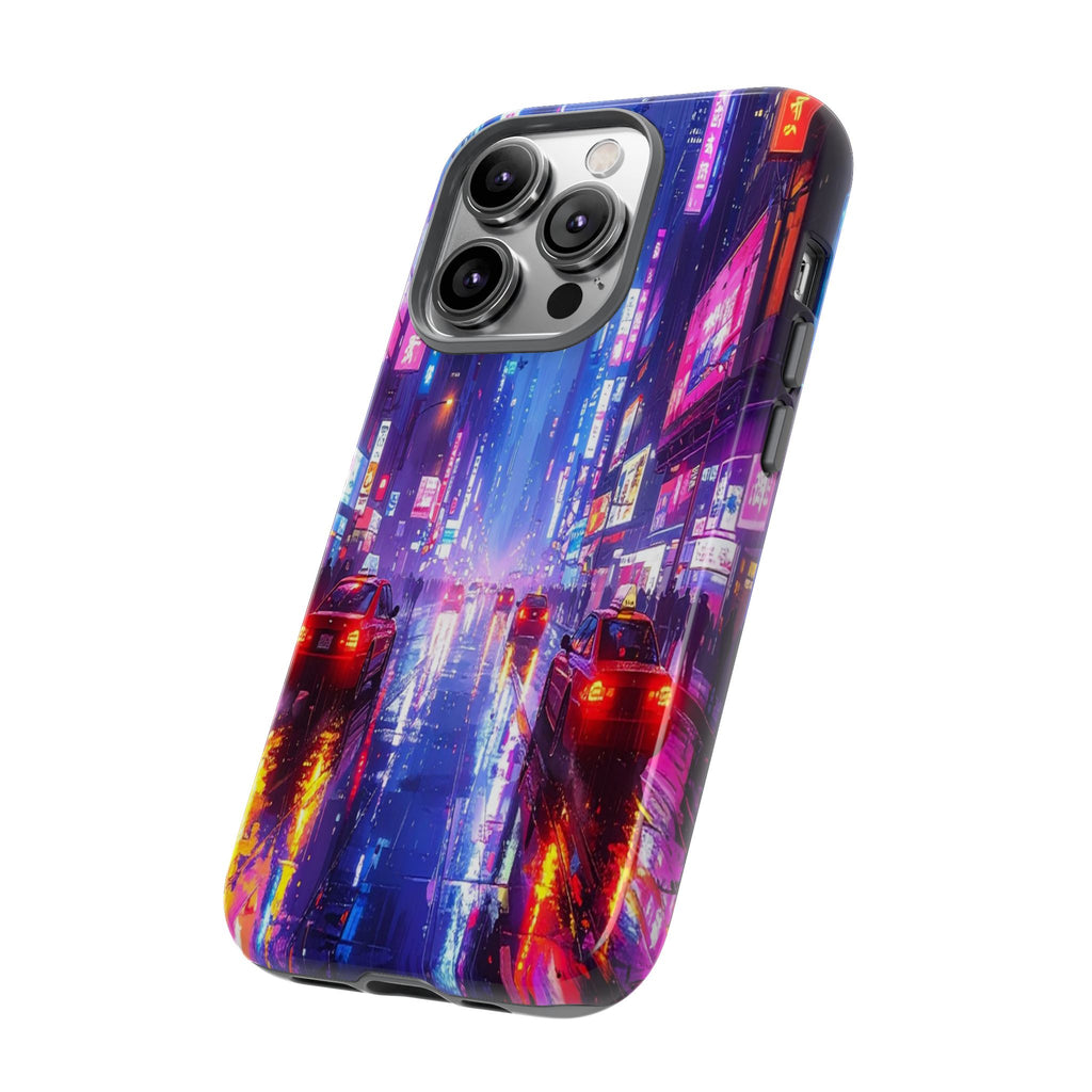 Neon Dystopia: Cyberpunk Metropolis, Urban Night Reflections - L’Art Suprême Phone Case