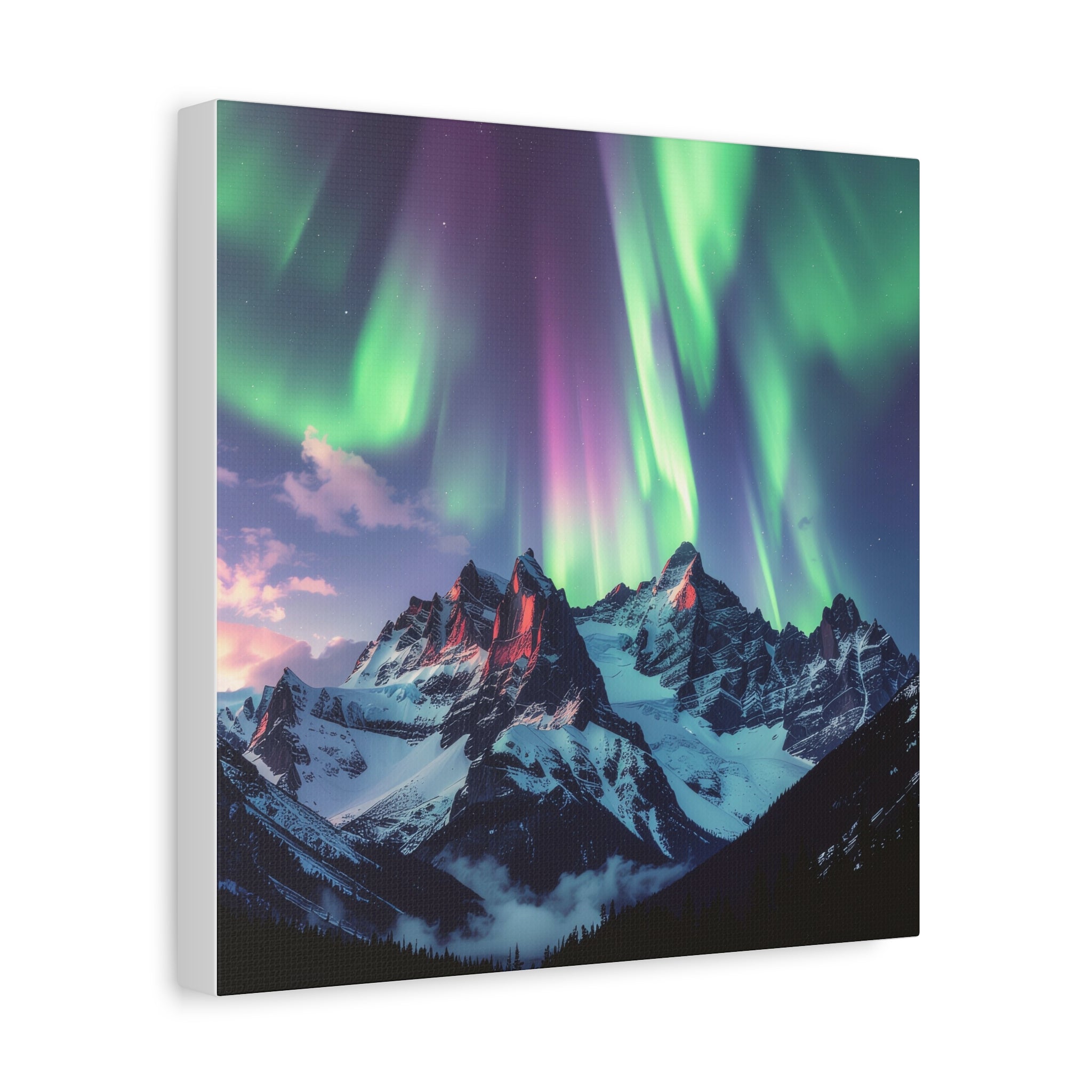 Celestial Symphony: Northern Lights Panorama, Alpine Aurora Wilderness - L’Art Suprême Canvas