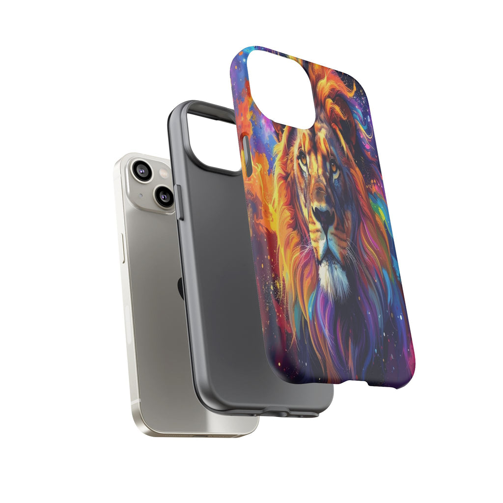 Cosmic Mane: Celestial Lion Portrait, Psychedelic Wildlife Art - L’Art Suprême Phone Case