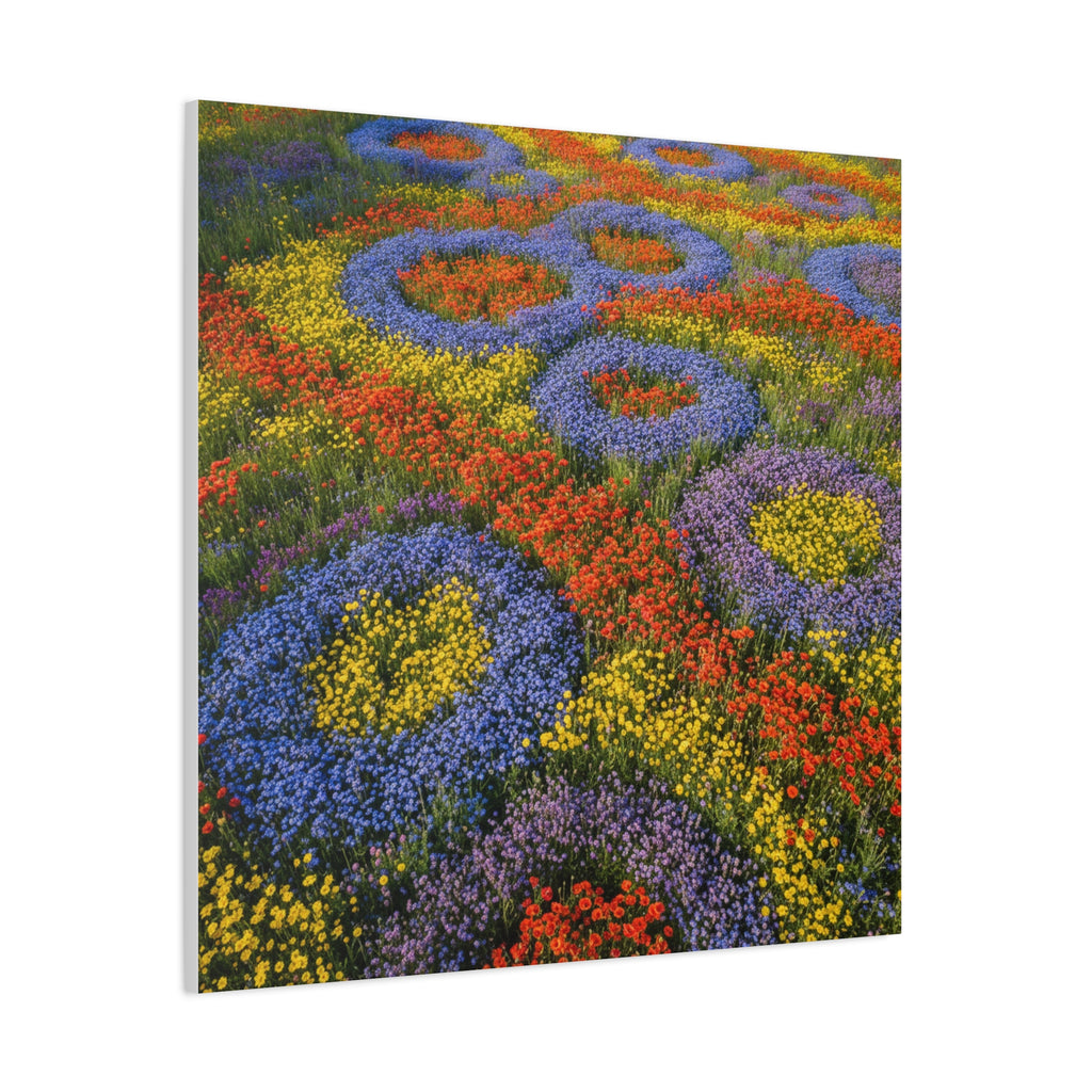 Geometric Garden: Kaleidoscopic Floral Landscape, Vibrant Botanical Patterns - L’Art Suprême Canvas