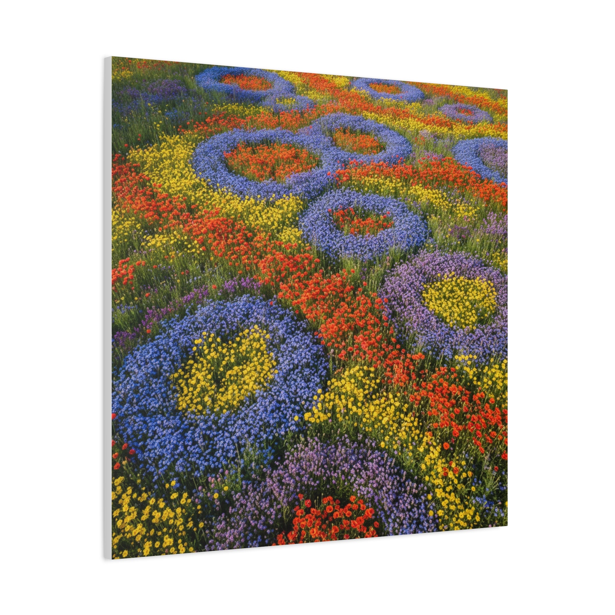 Geometric Garden: Kaleidoscopic Floral Landscape, Vibrant Botanical Patterns - L’Art Suprême Canvas