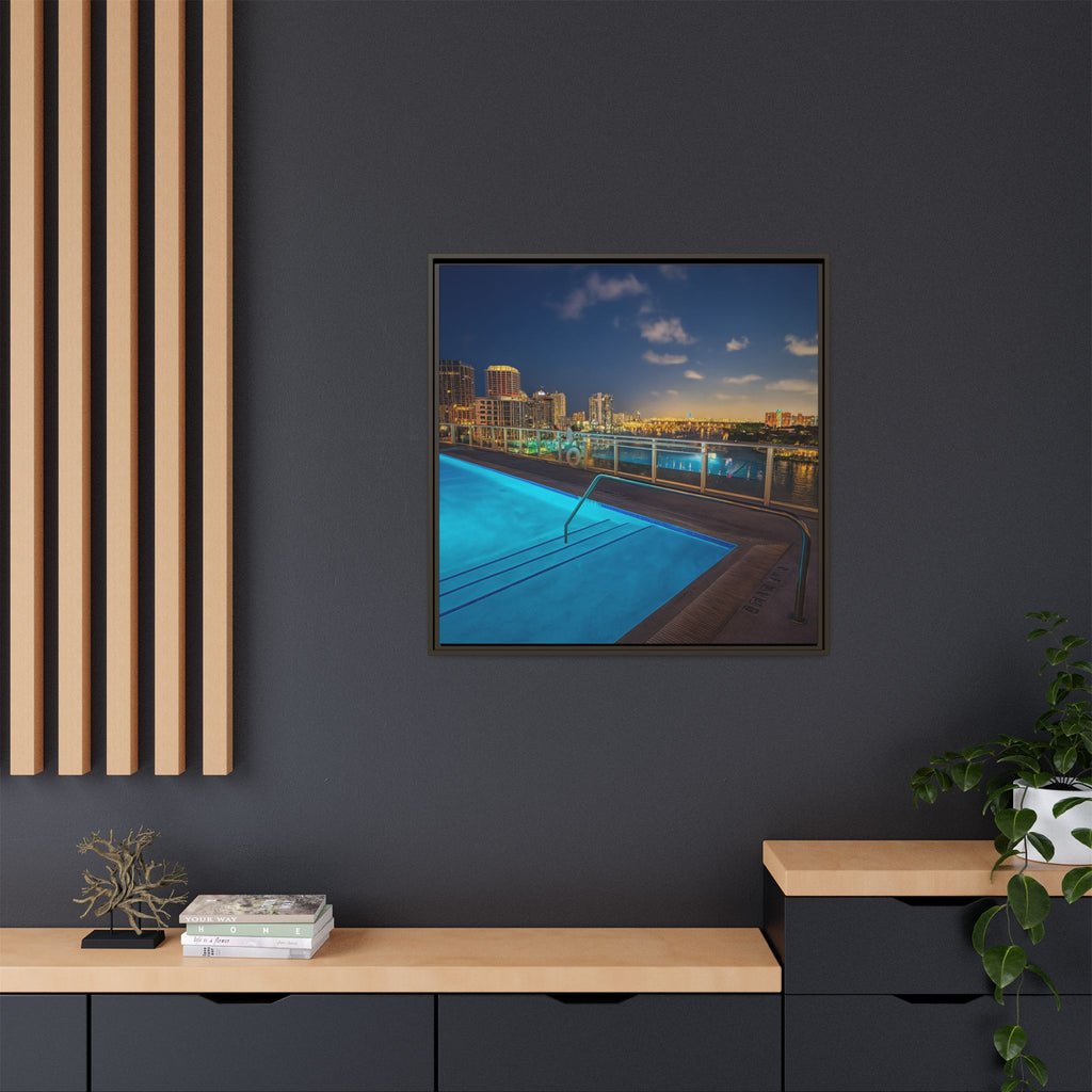 "Skyline Reflections" – Framed Canvas Print