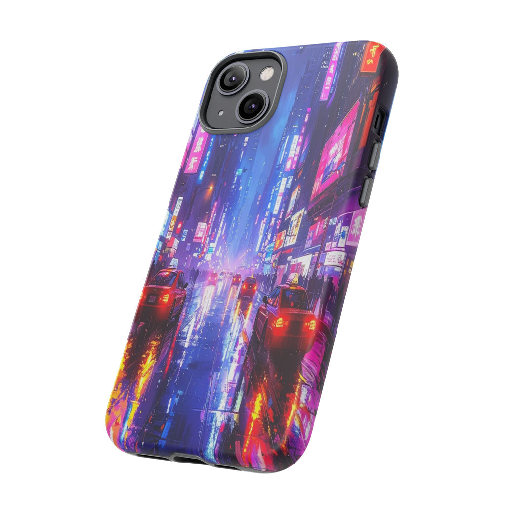 Neon Dystopia: Cyberpunk Metropolis, Urban Night Reflections - L’Art Suprême Phone Case