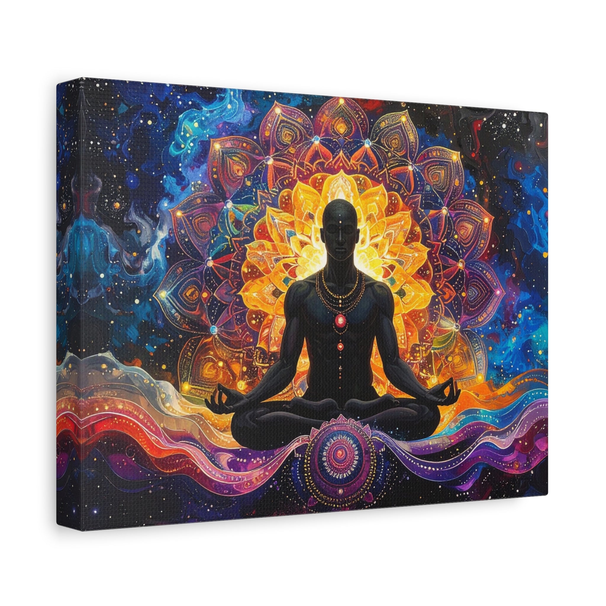 Cosmic Meditation: Spiritual Awakening through Mandala Art, Transcendent Chakra Visualization - L’Art Suprême Canvas