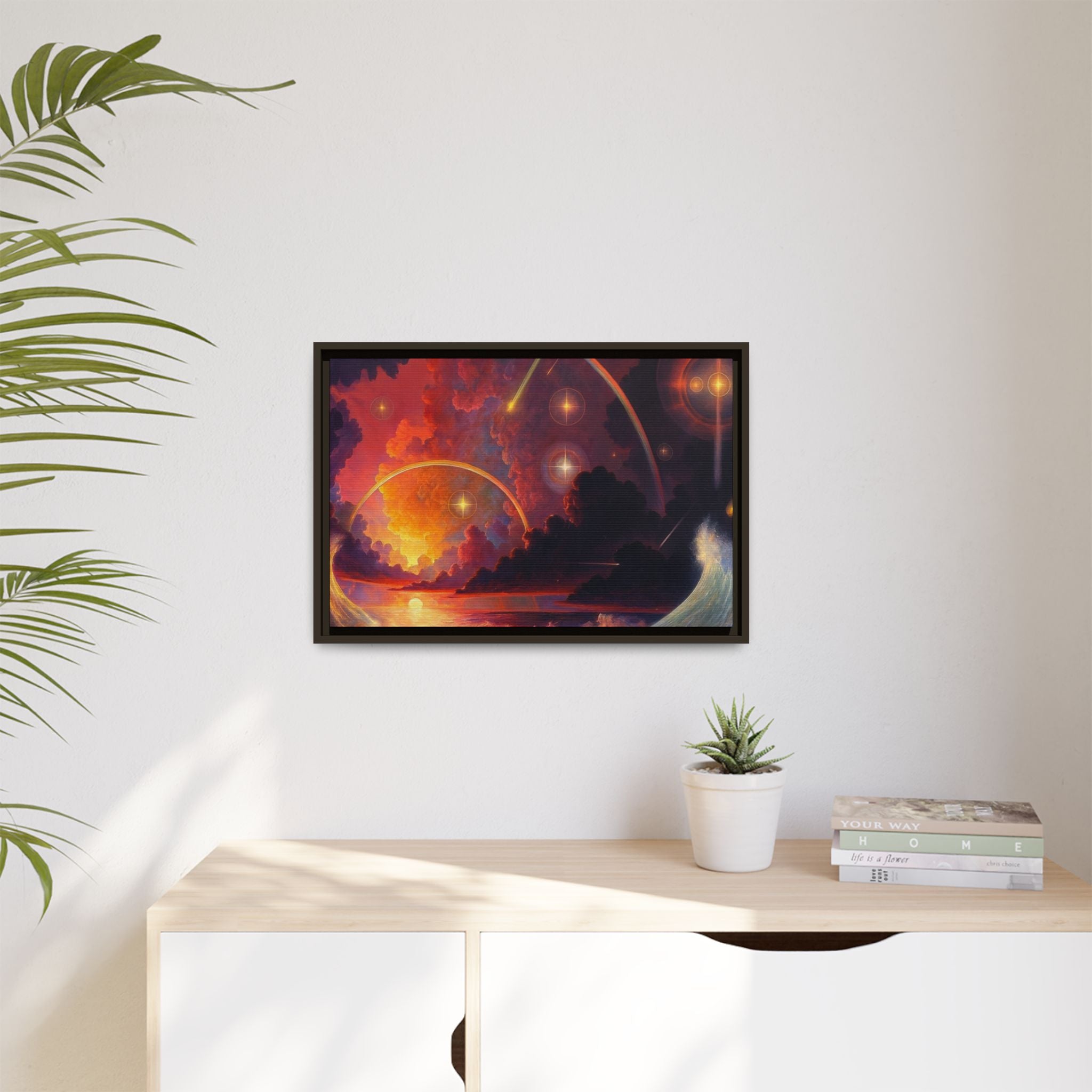 "Celestial Tides" – Framed Canvas Print