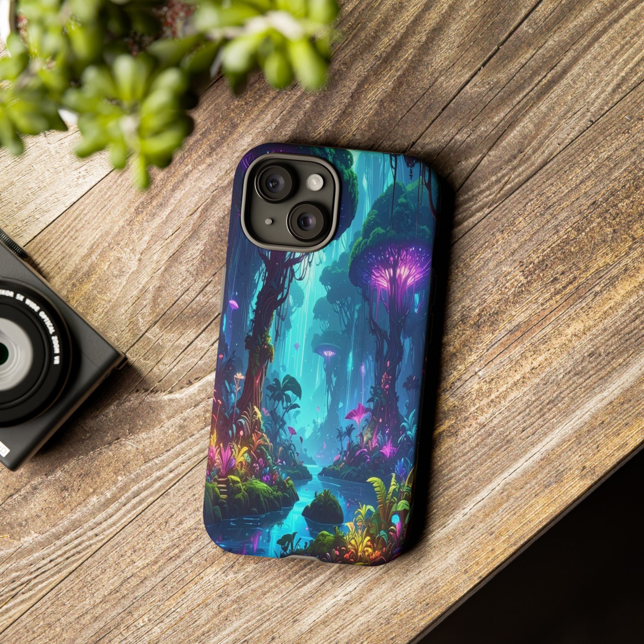 Bioluminescent Dreamscape: Ethereal Forest Fantasy, Digital Luminescence Illustration - L’Art Suprême Phone Case