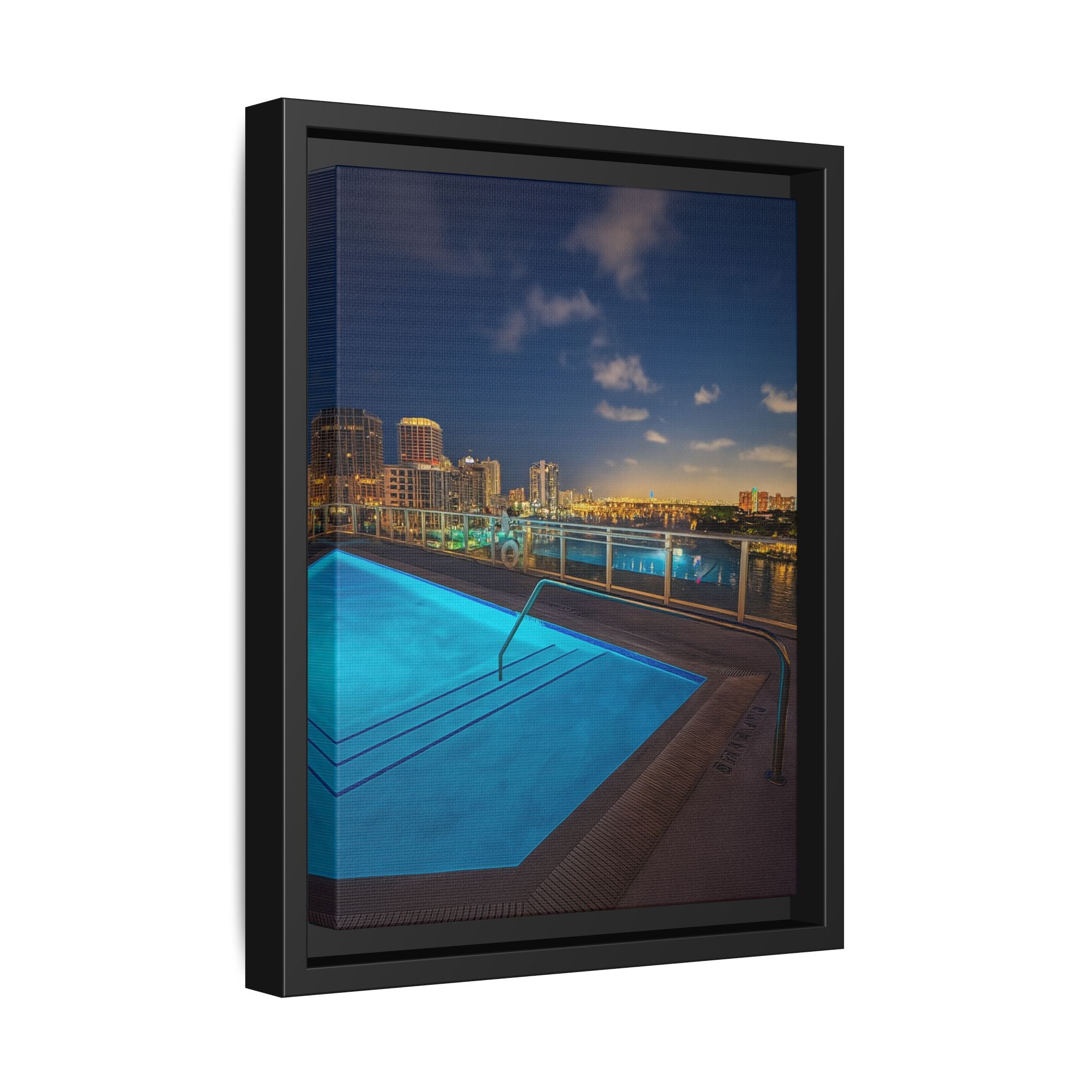 "Skyline Reflections" – Framed Canvas Print