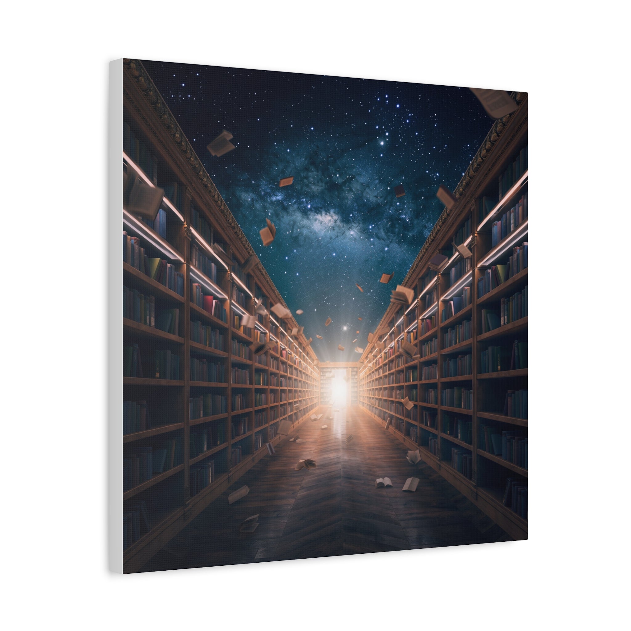 Celestial Library of Infinite Knowledge: Dreamscape Corridor, Cosmic Bibliophile's Journey - L’Art Suprême Canvas