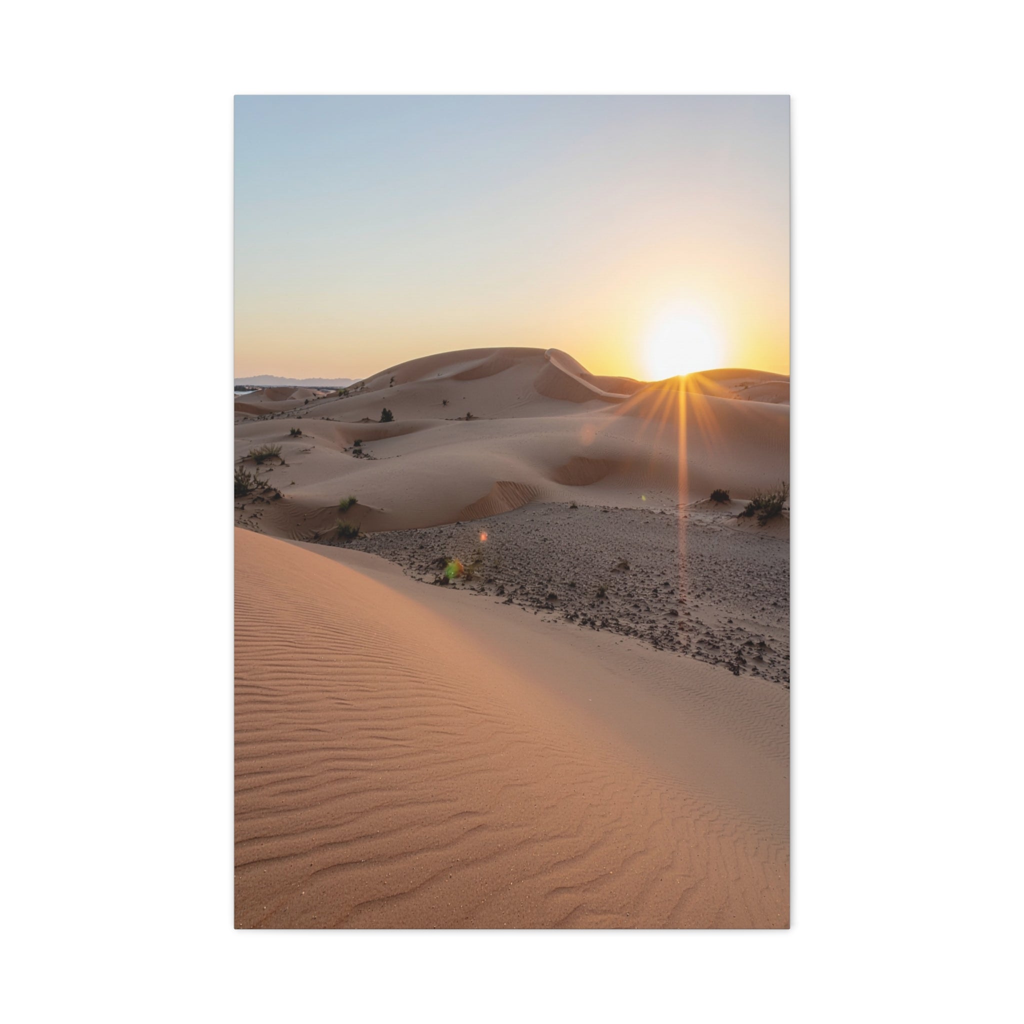 Daybreak in the Desert: Golden Sands at Sunrise, Arid Landscape Panorama - L’Art Suprême Canvas