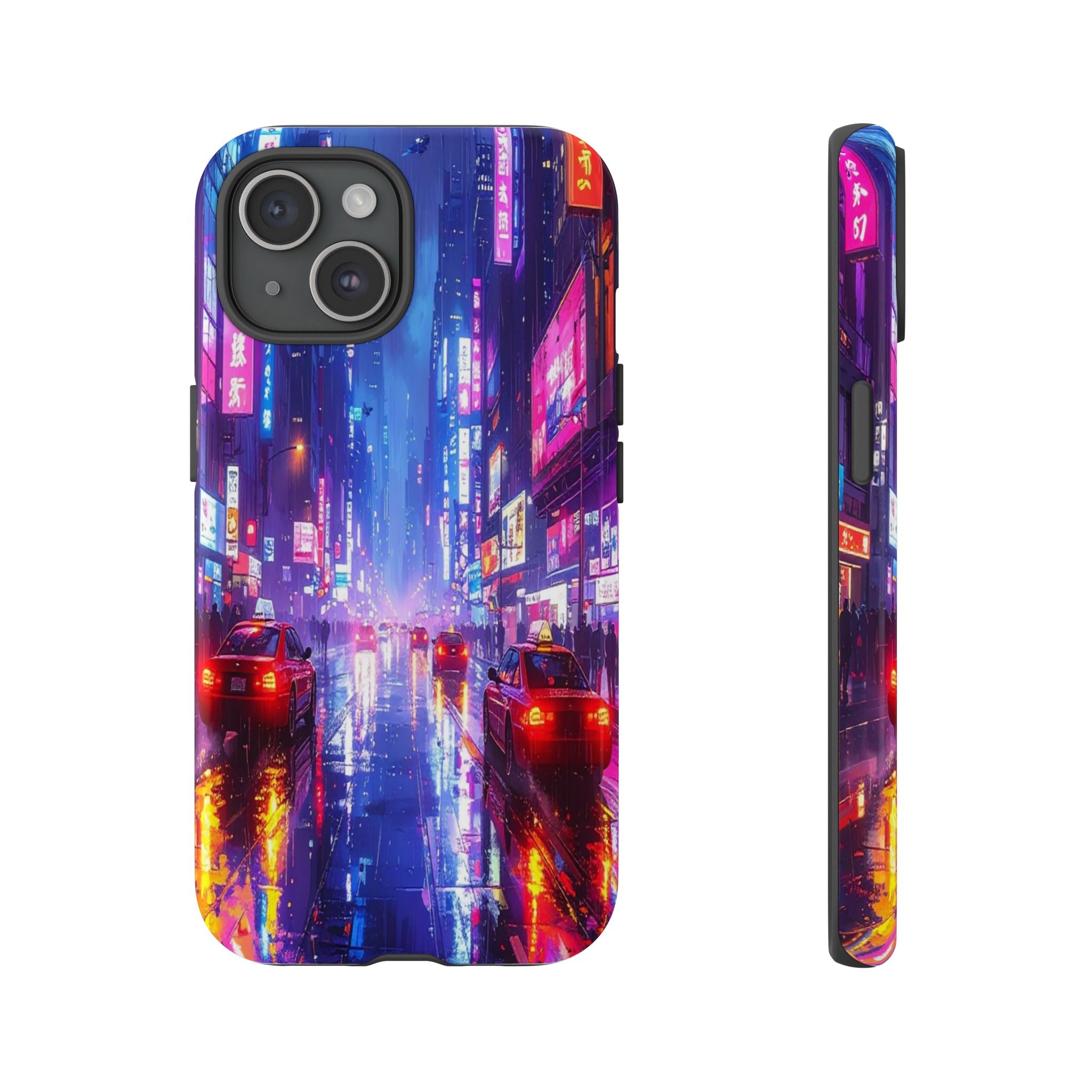 Neon Dystopia: Cyberpunk Metropolis, Urban Night Reflections - L’Art Suprême Phone Case