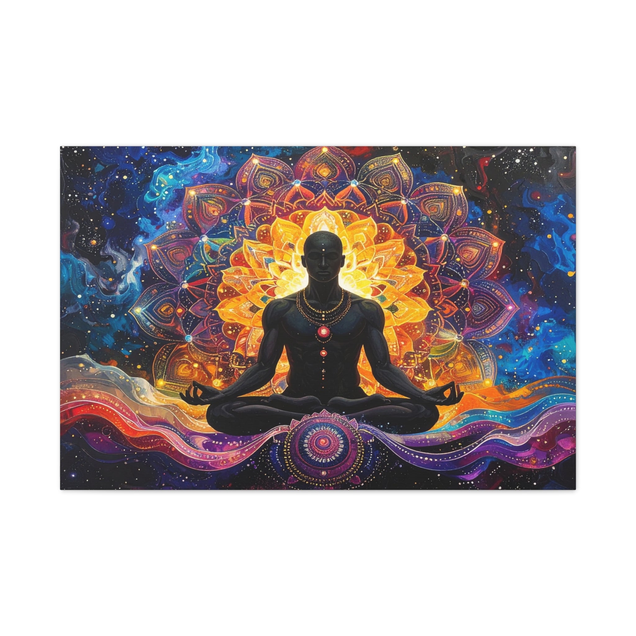 Cosmic Meditation: Spiritual Awakening through Mandala Art, Transcendent Chakra Visualization - L’Art Suprême Canvas