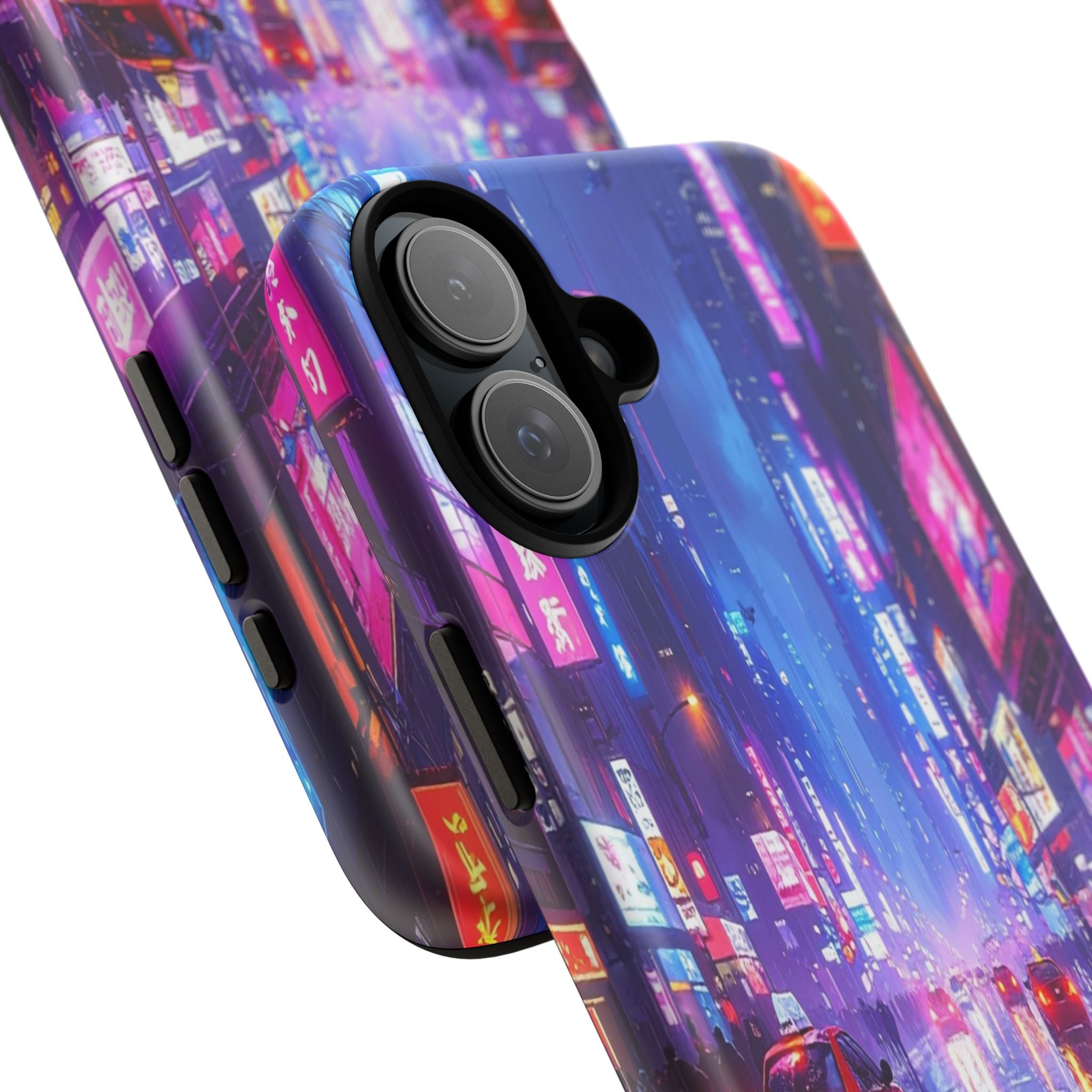 Neon Dystopia: Cyberpunk Metropolis, Urban Night Reflections - L’Art Suprême Phone Case