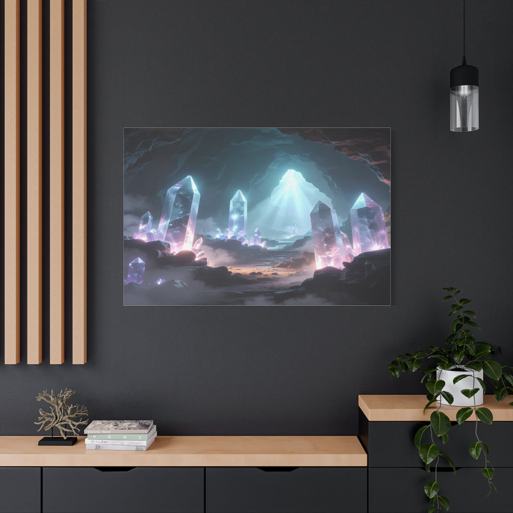Crystal Reverie: Luminous Cavern Dreamscape, Ethereal Digital Fantasy Art - L’Art Suprême Canvas