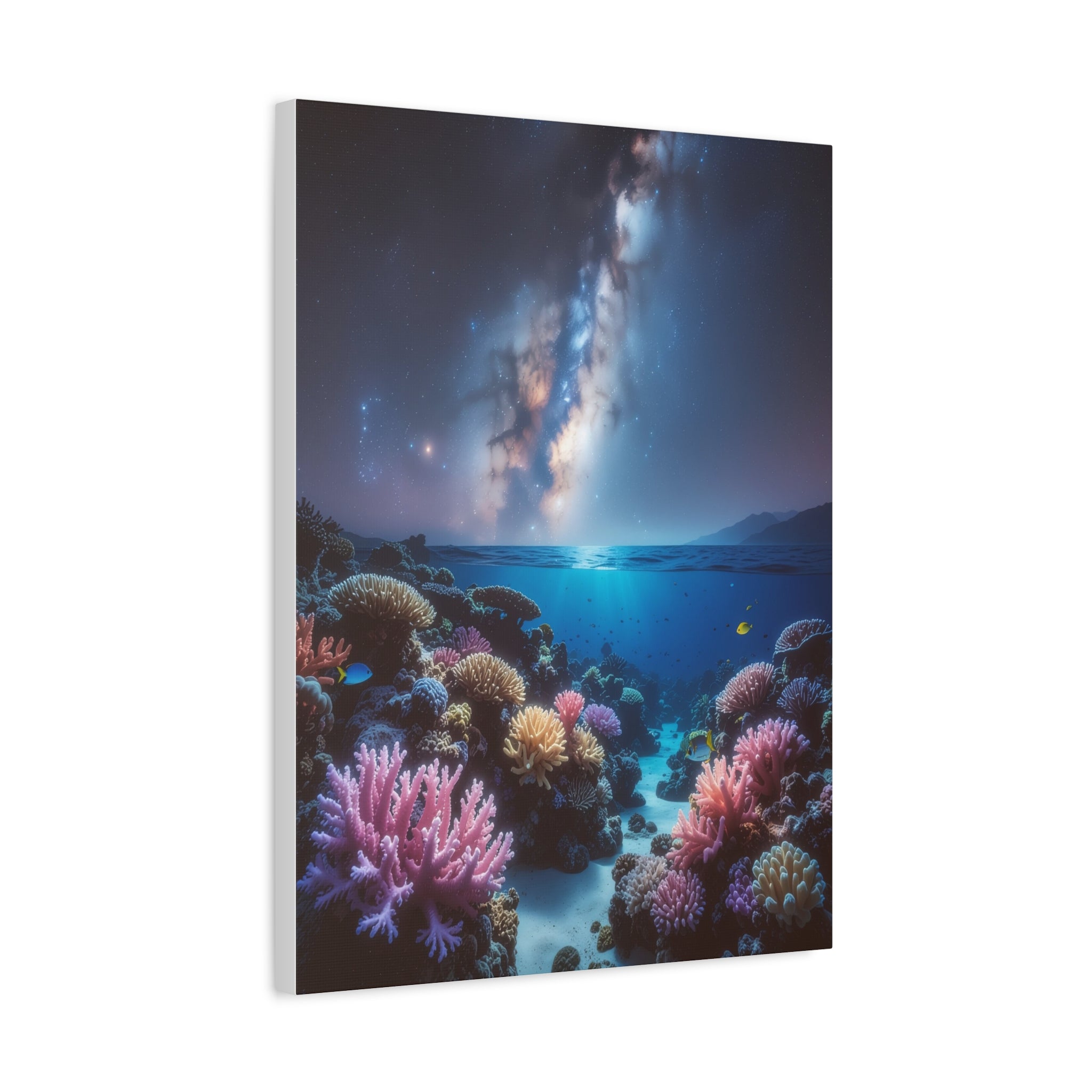 Cosmic Reef Harmony: Underwater Seascape Panorama, Milky Way Marine Dreamscape - L’Art Suprême Canvas