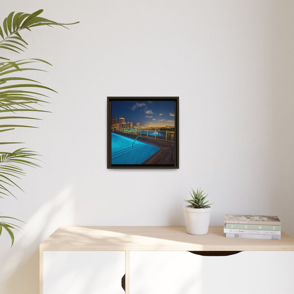 "Skyline Reflections" – Framed Canvas Print
